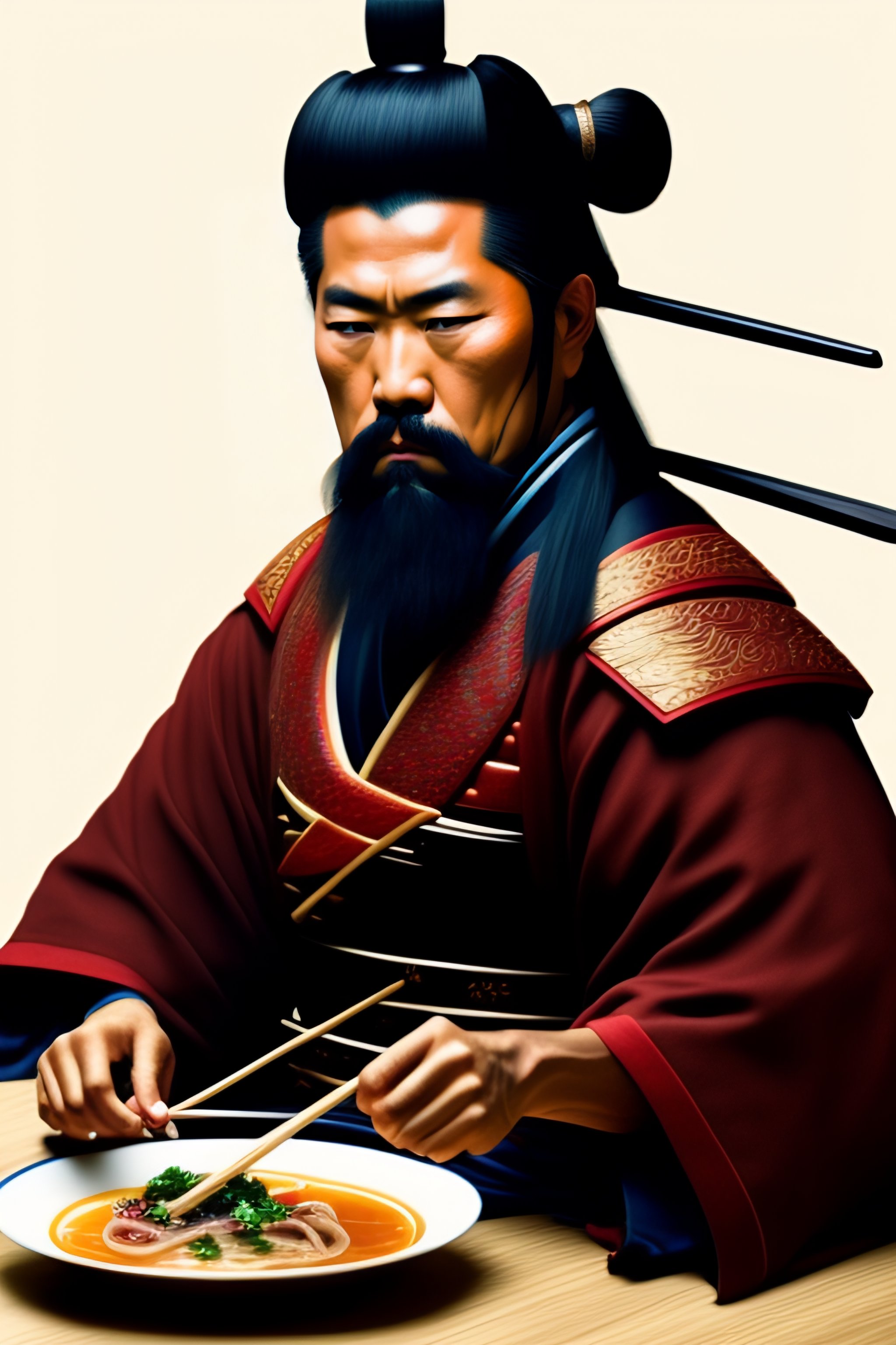 Lexica - Retrato de un samurai comiendo ramen