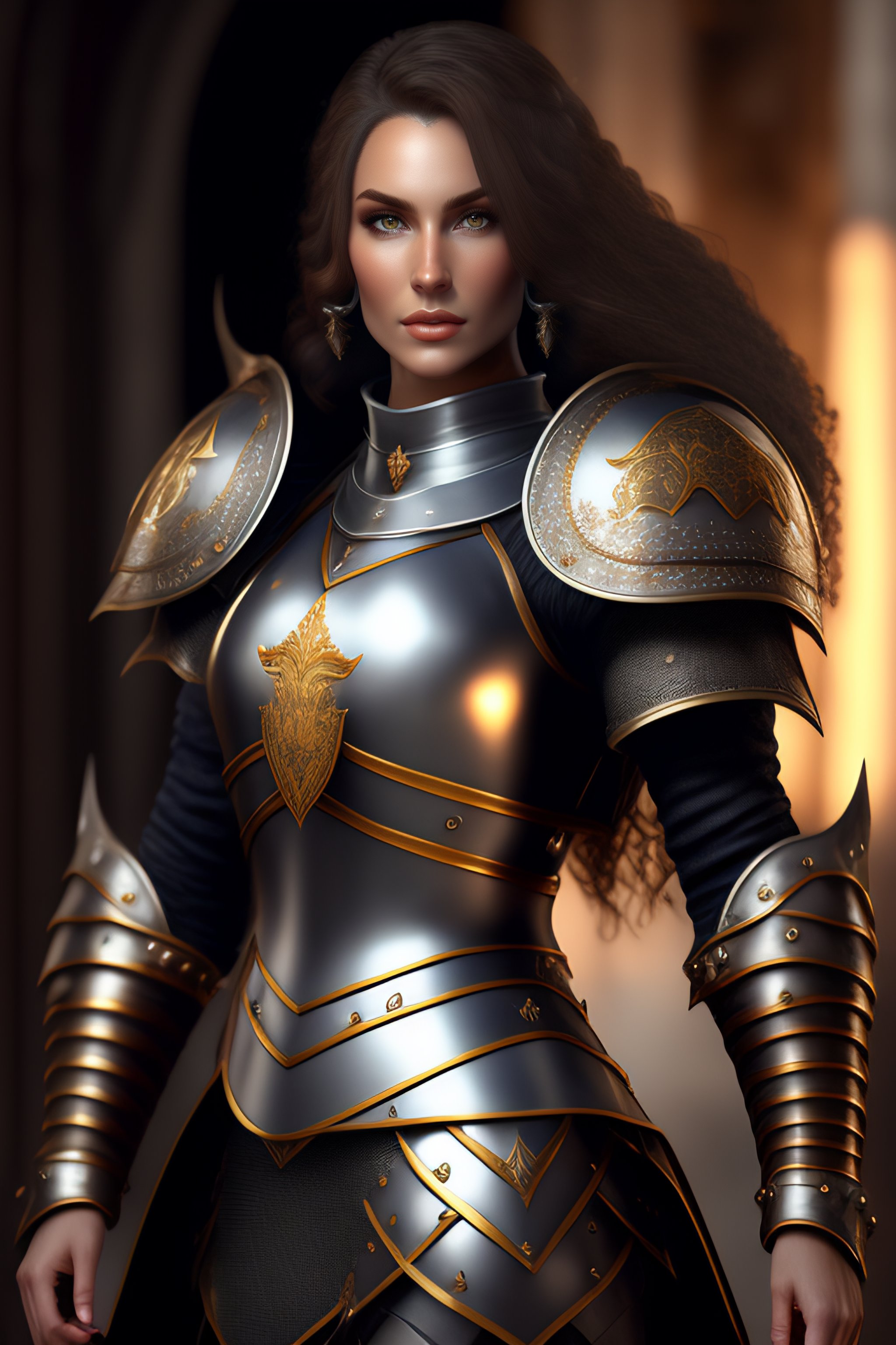 Lexica - Portrait of a female knight, cute, metal bikini, really nice ...