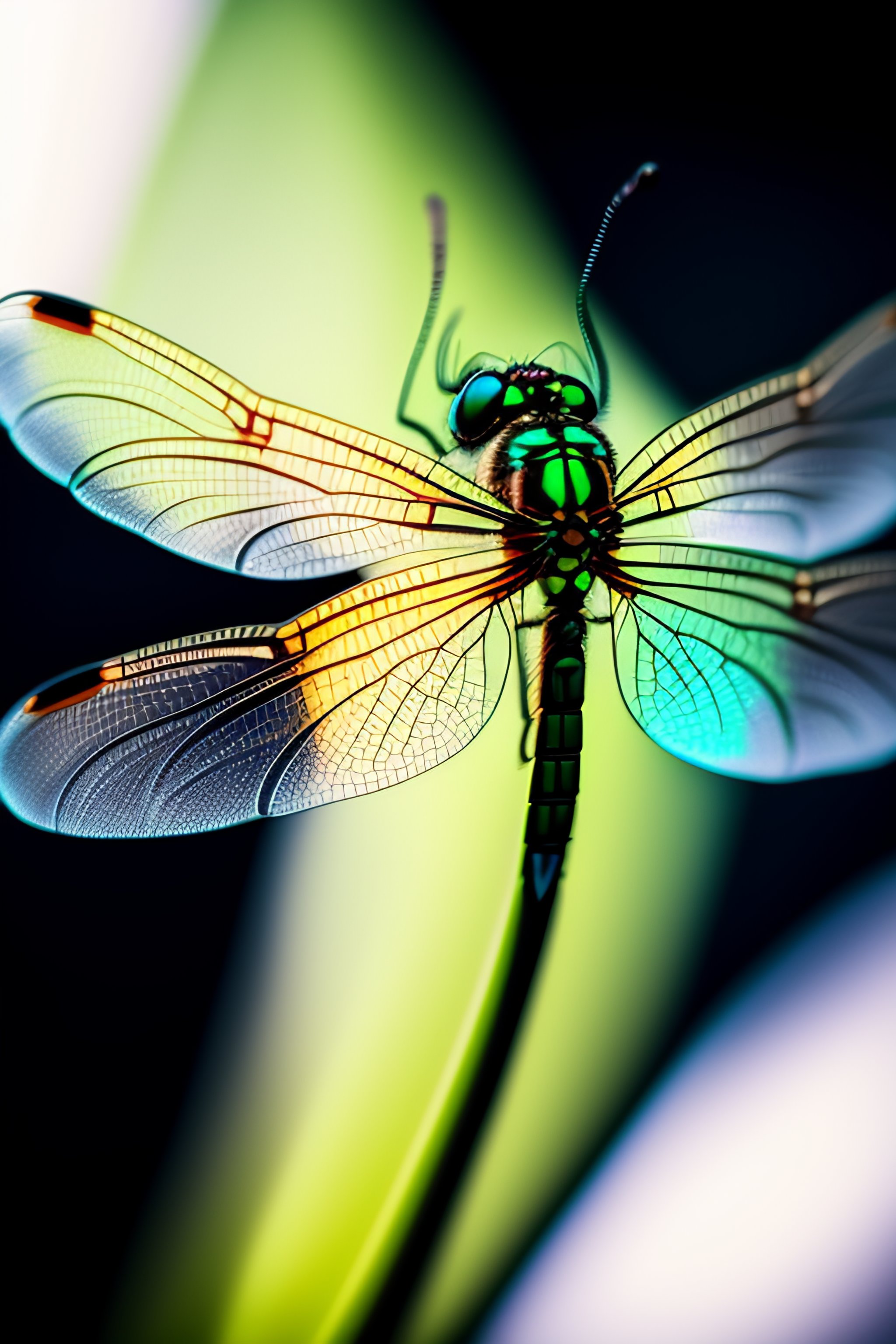 Lexica - A pair of realistic, transparent green dragonfly wings with a ...