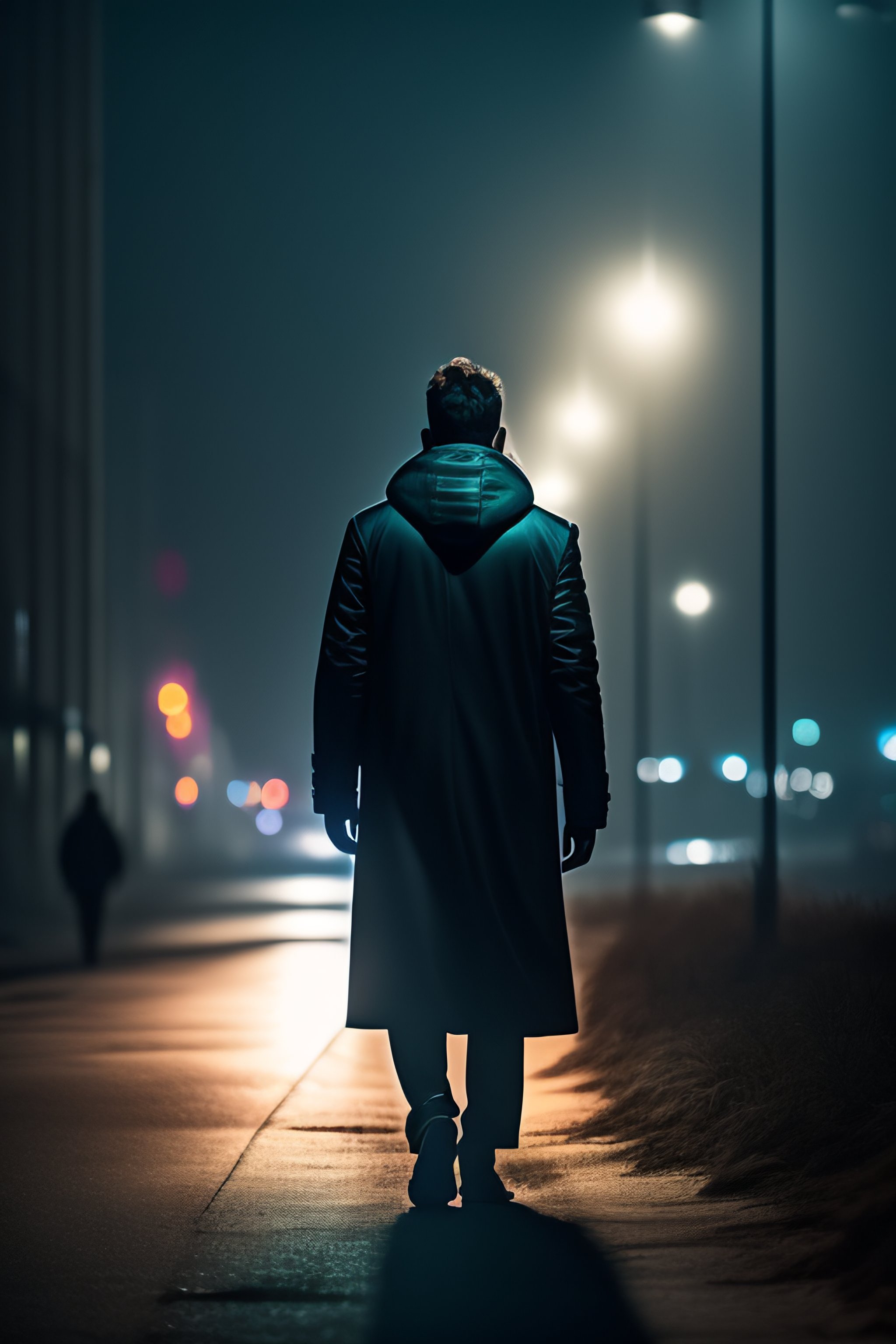 man walking alone sad