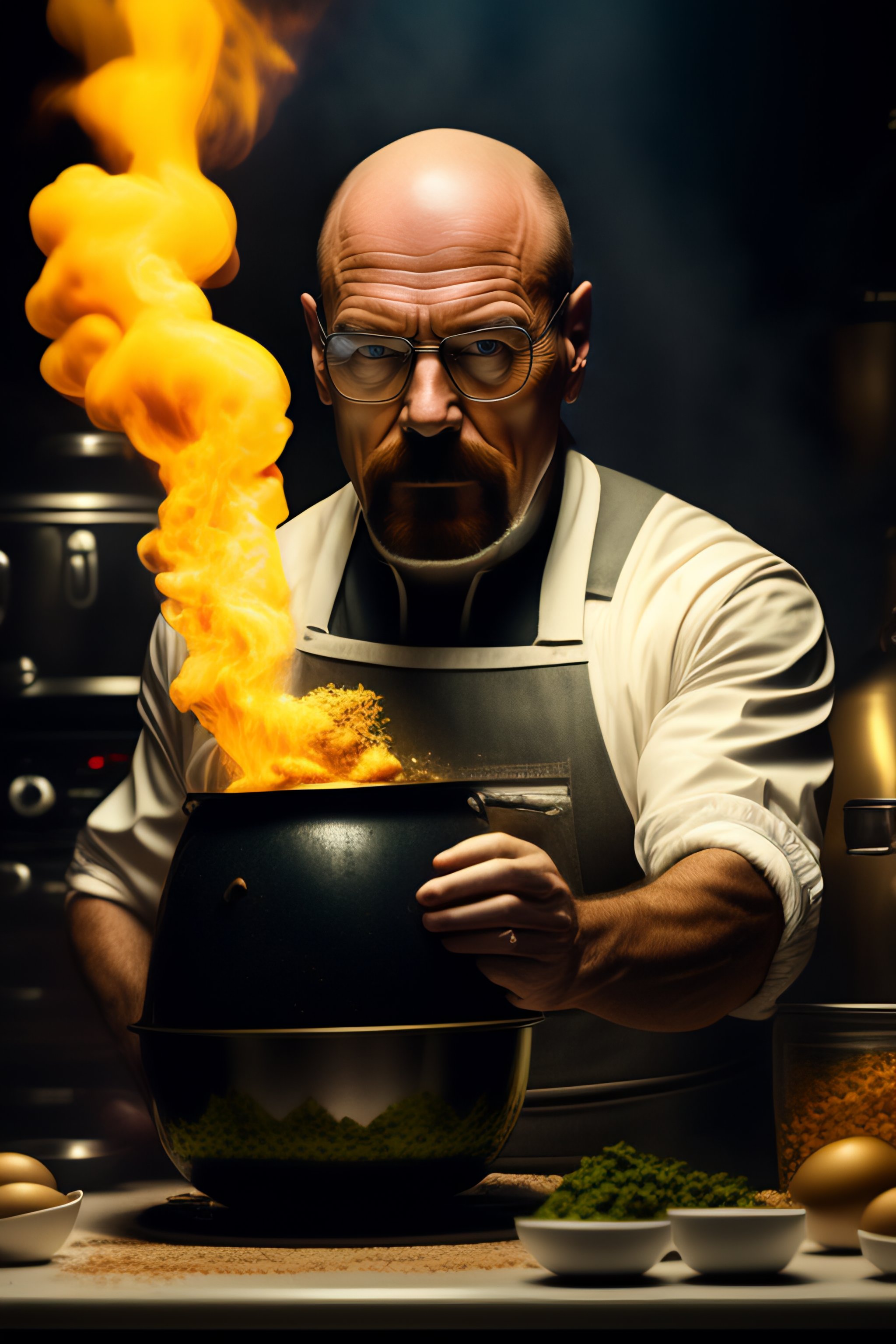 Lexica - Walter White from Breaking Bad cooking eggs alone, giger ...