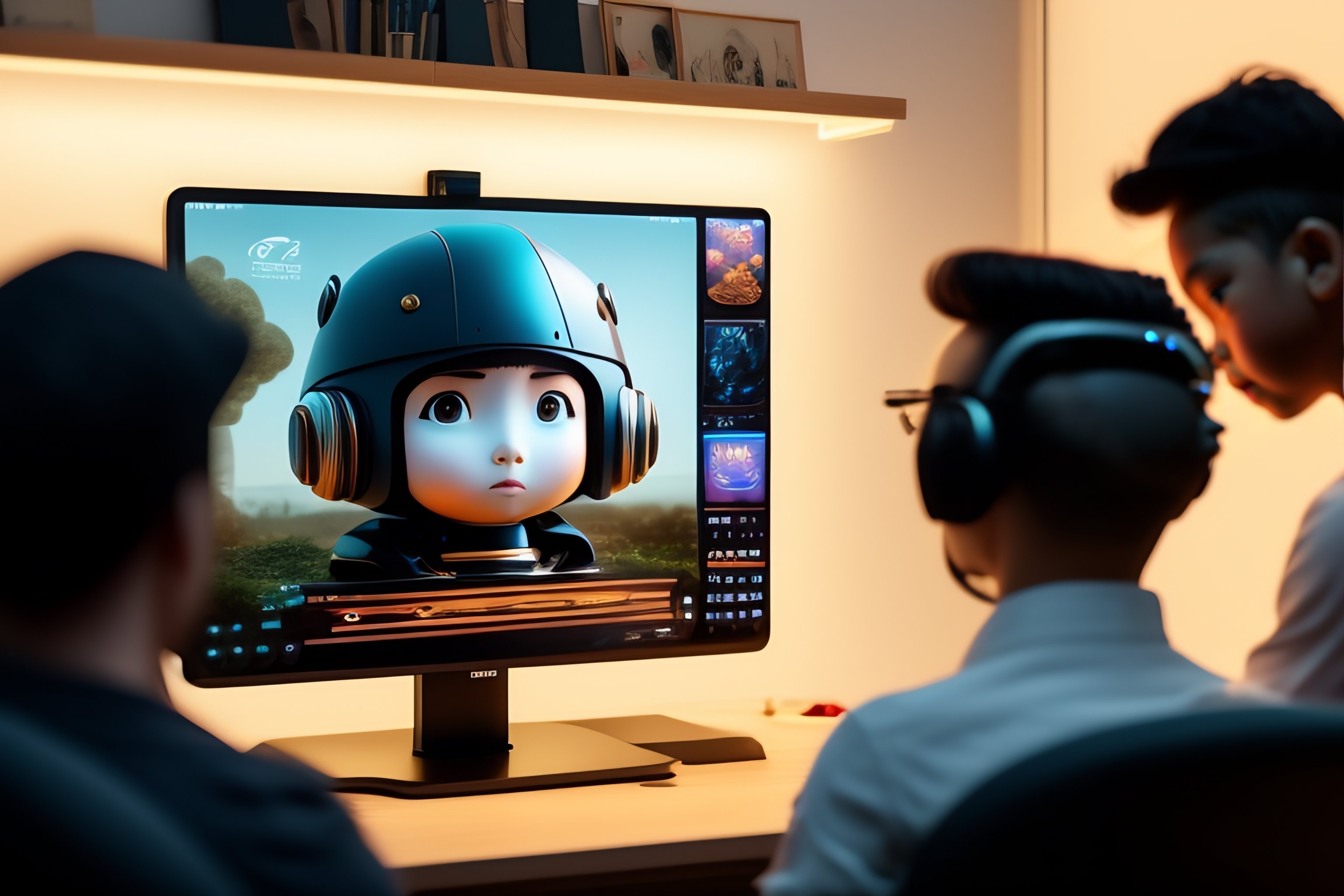 Lexica - A studio ghiblil art of AI bot designing