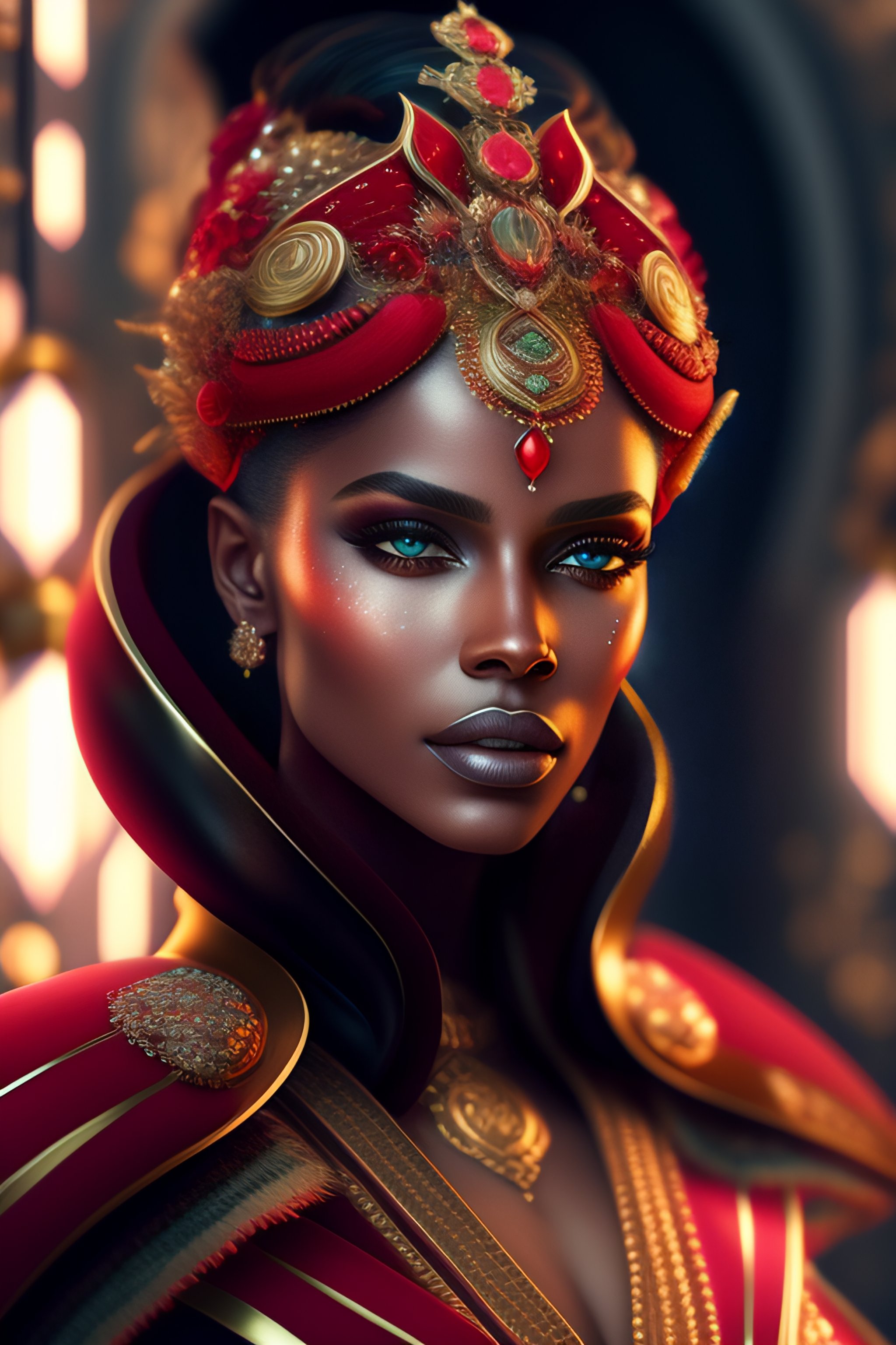 Lexica - Red and white color palette, emotion Futuristic princess in ...