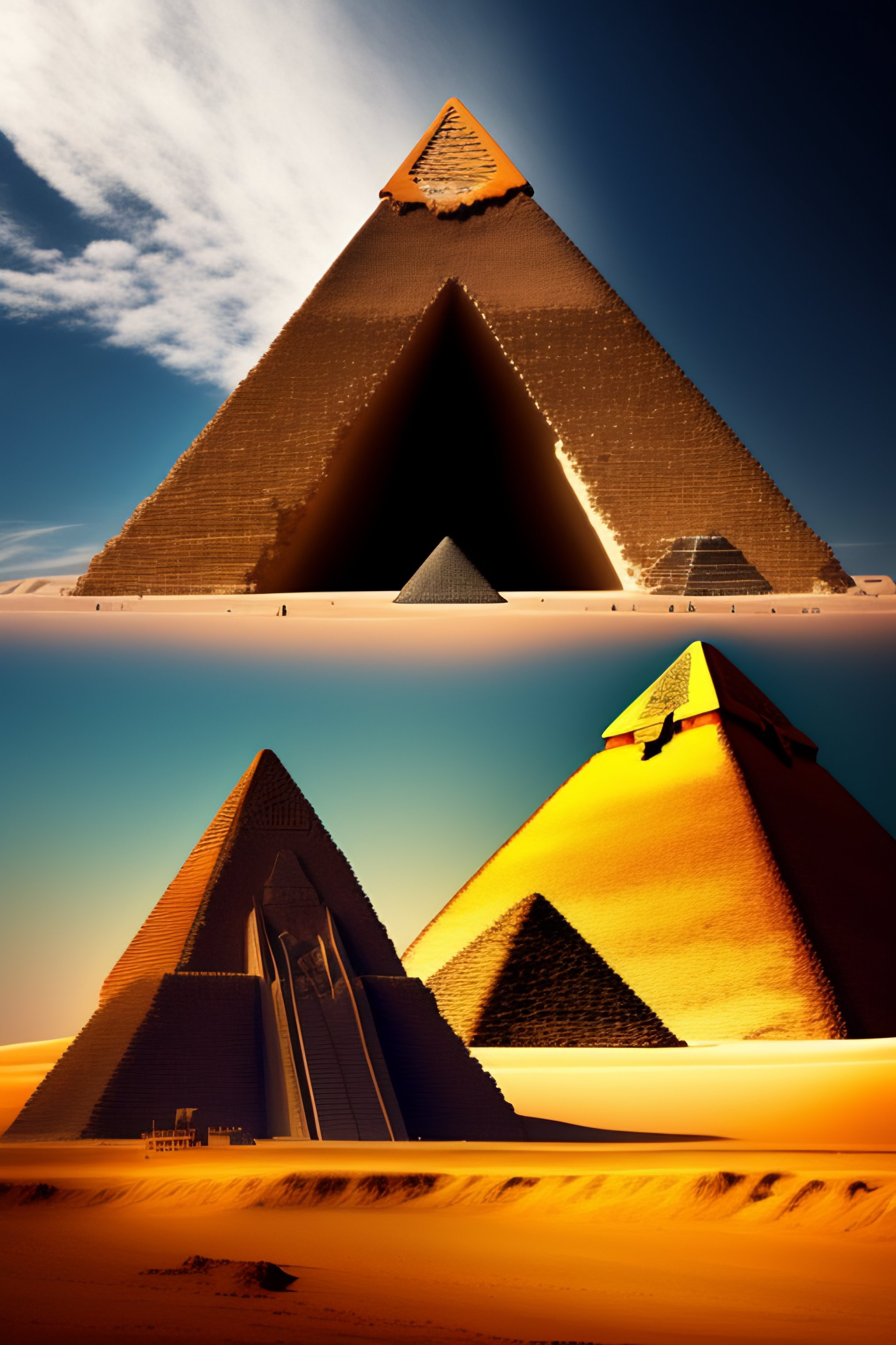 Lexica - Spaceship taking off off the side of a pyramid egypt
