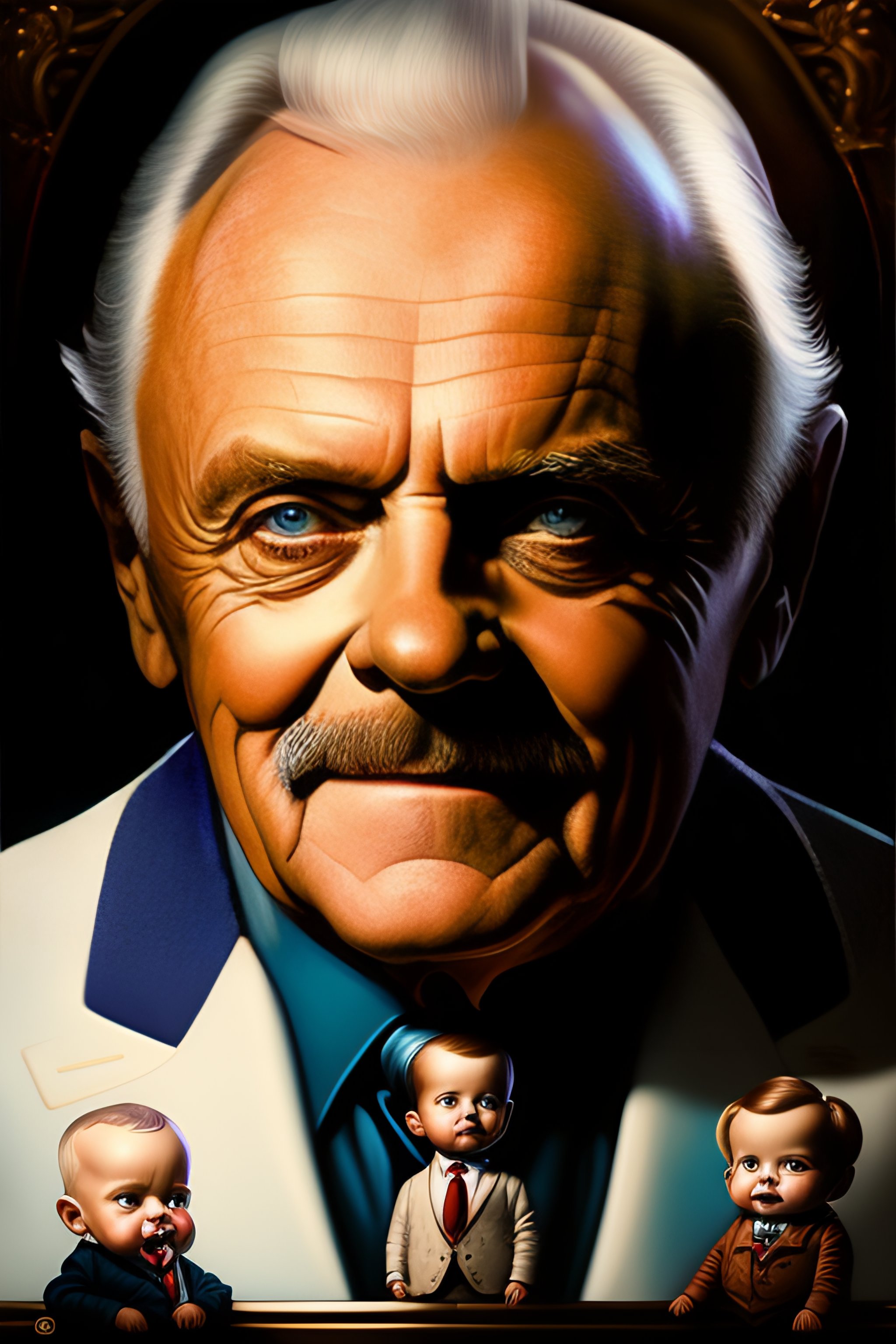 Lexica Young Anthony Hopkins as a ventriloquist holding its creepy