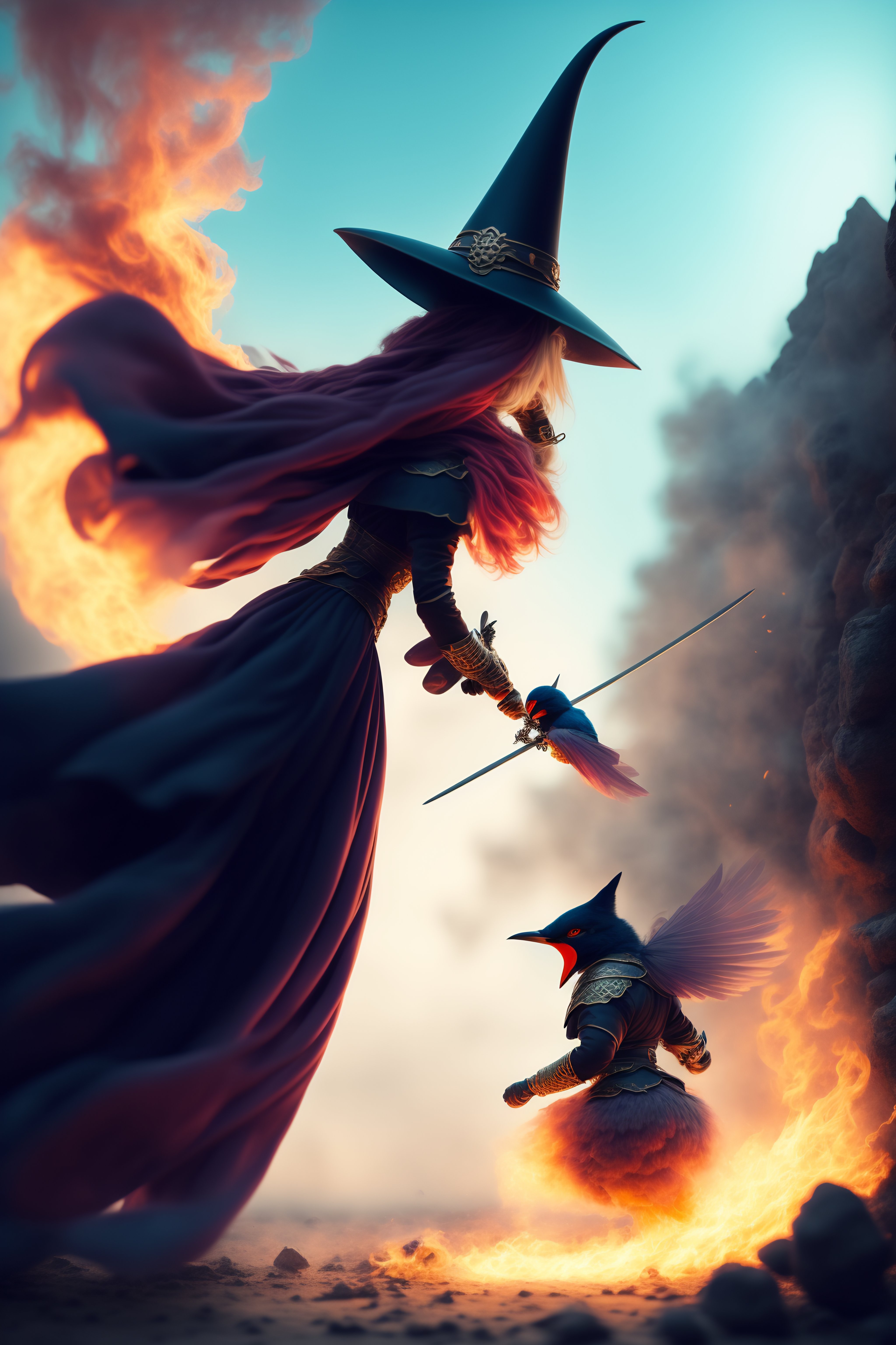 Lexica - Witch fighting deamon bird
