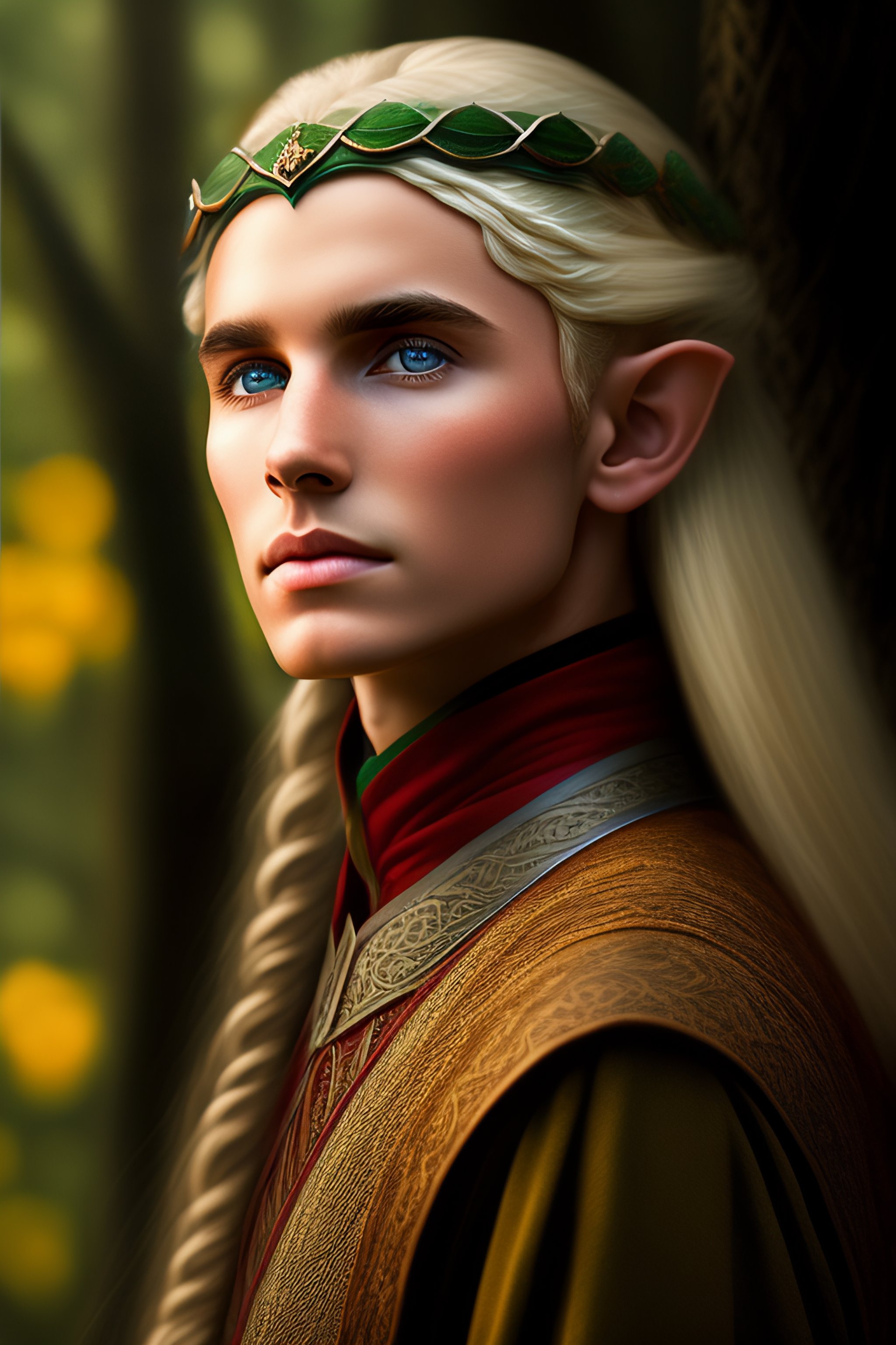 Lexica Portrait of a young elf in a JRR Tolkien universe, high