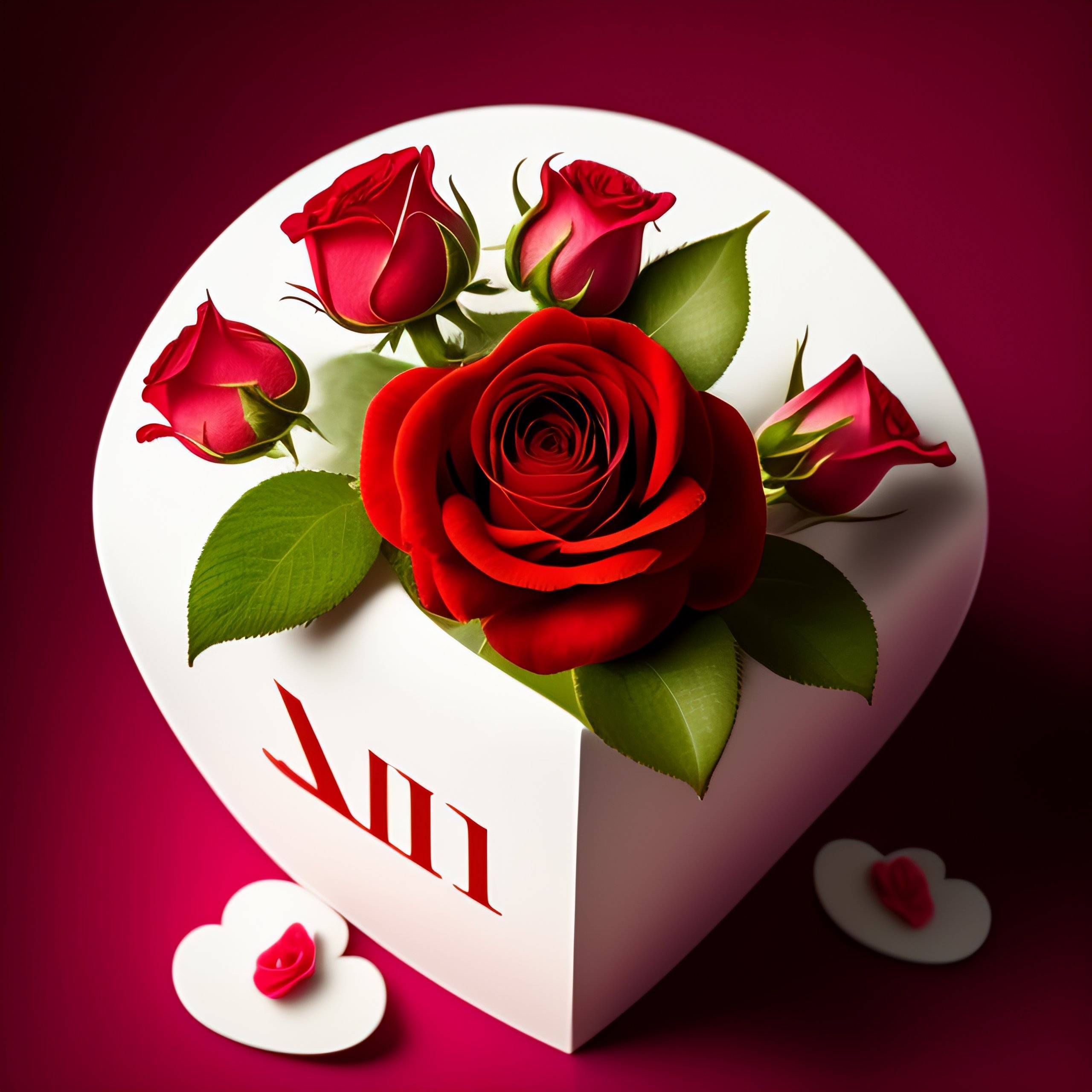 Lexica - Valentines day card with gift box and rose flowers