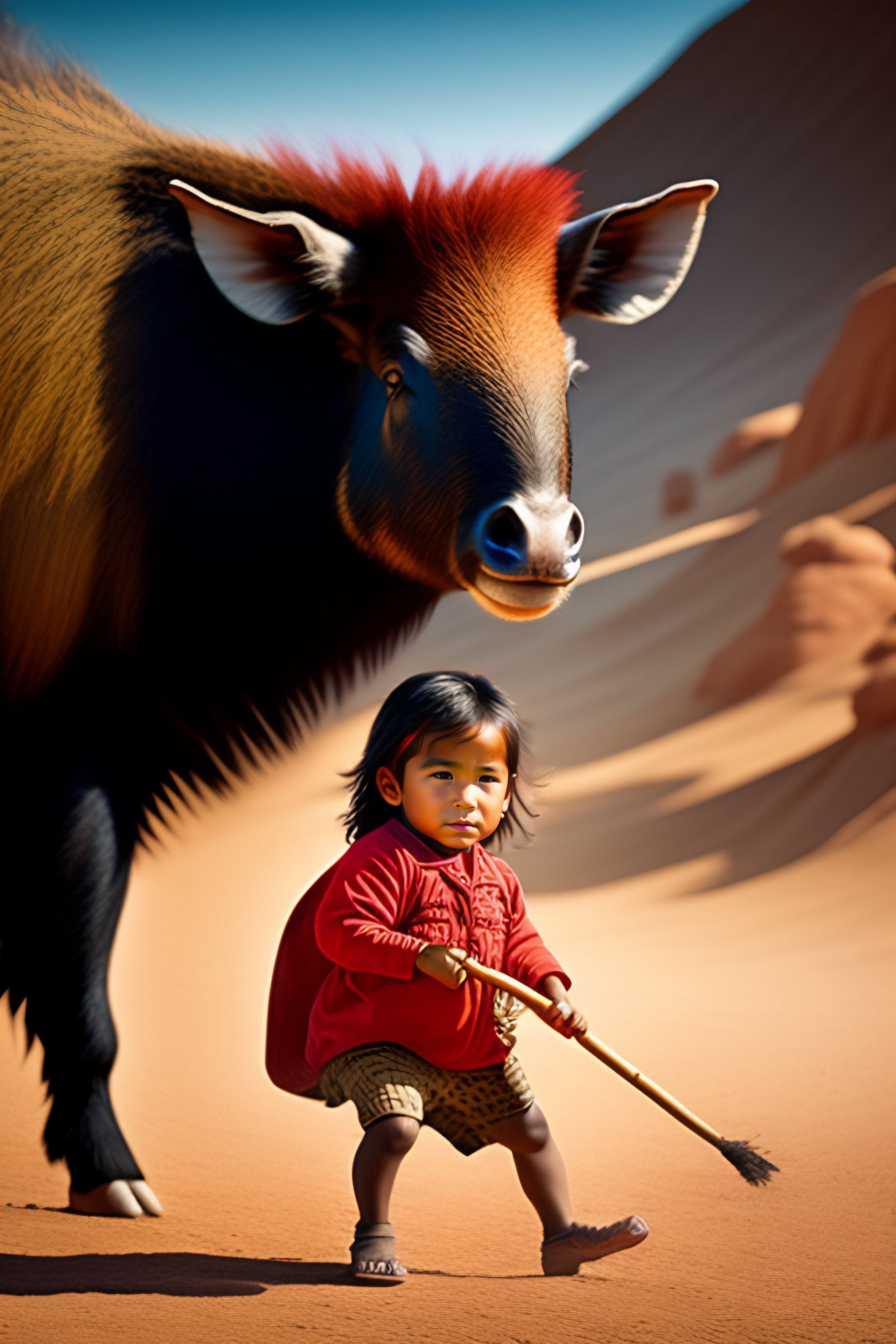 Lexica - A small Native American boy, with a very long red hair boy ...