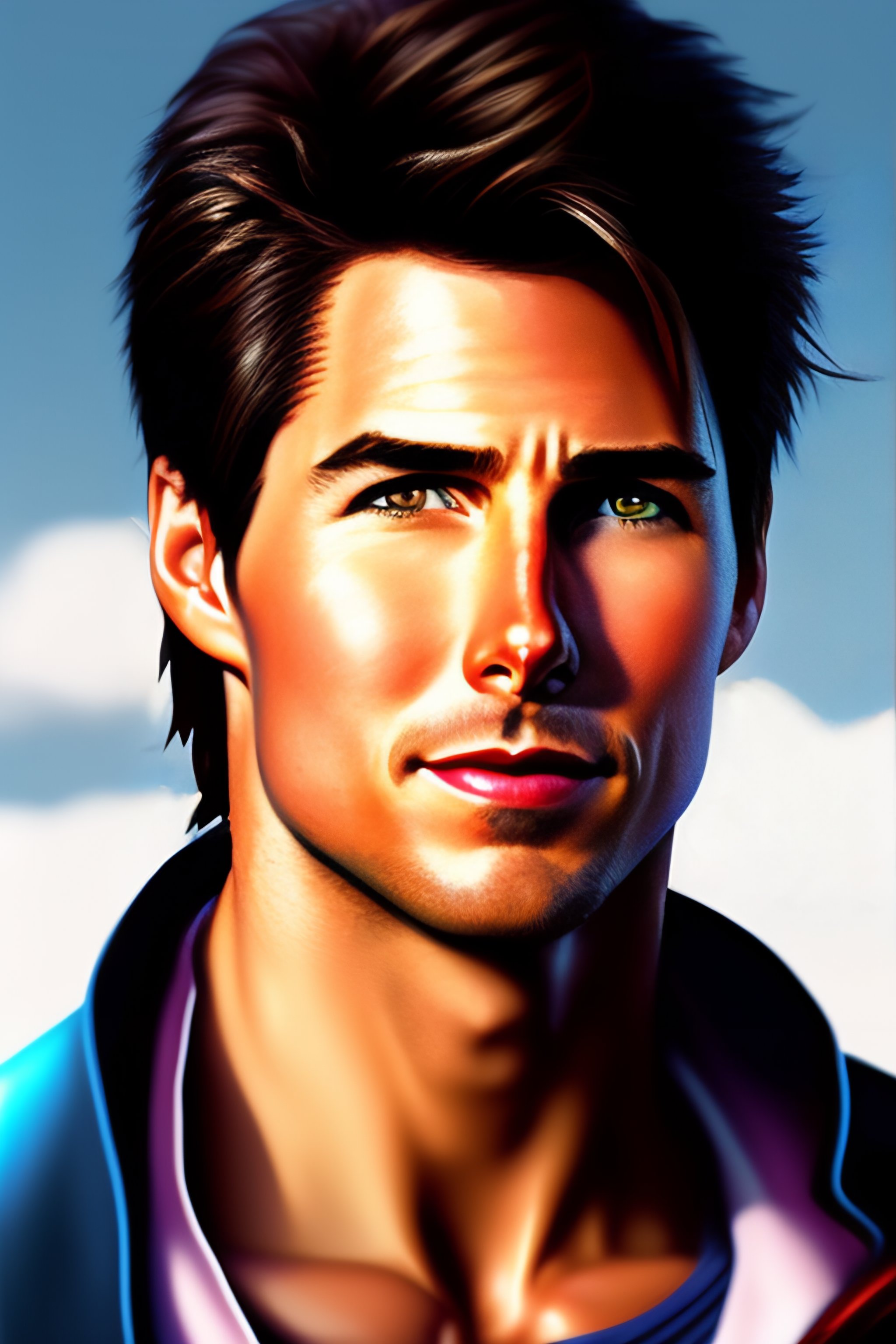 Lexica - Portrait of an anime character hyper realistic, tom cruise