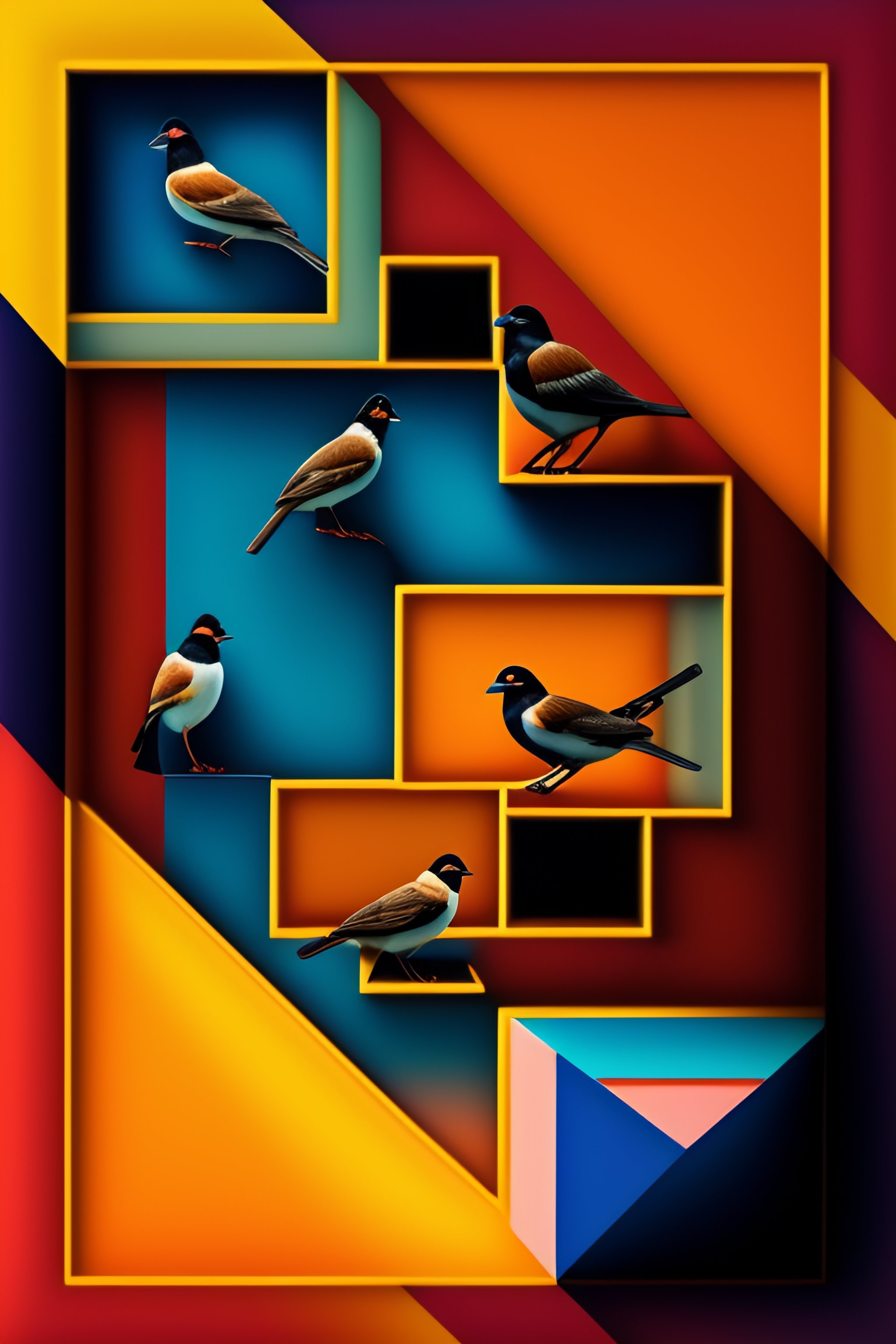 Lexica - Imagen cubista y abstracta de palomas mensajera