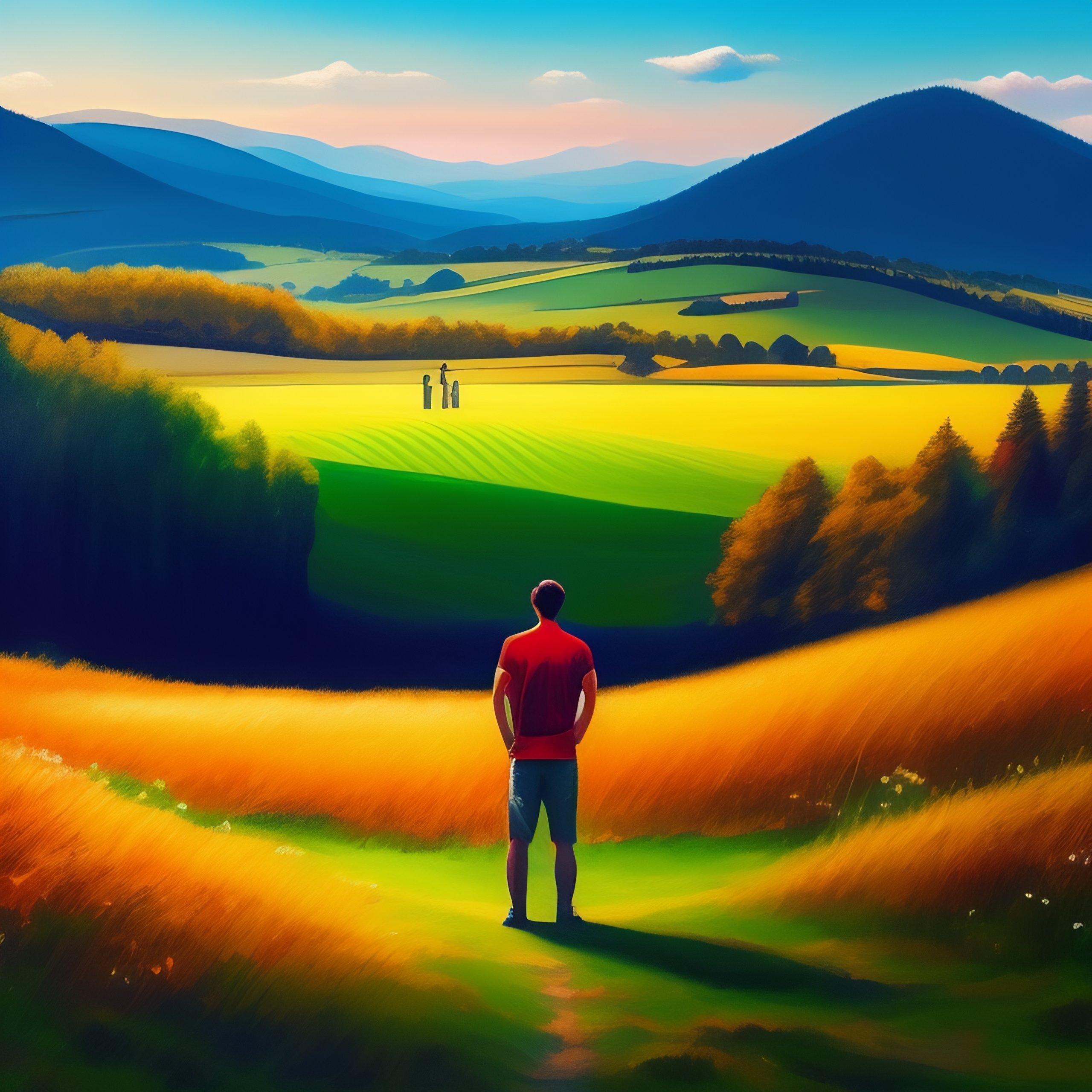 Lexica - A person standing in a field, with their arms stretched out ...