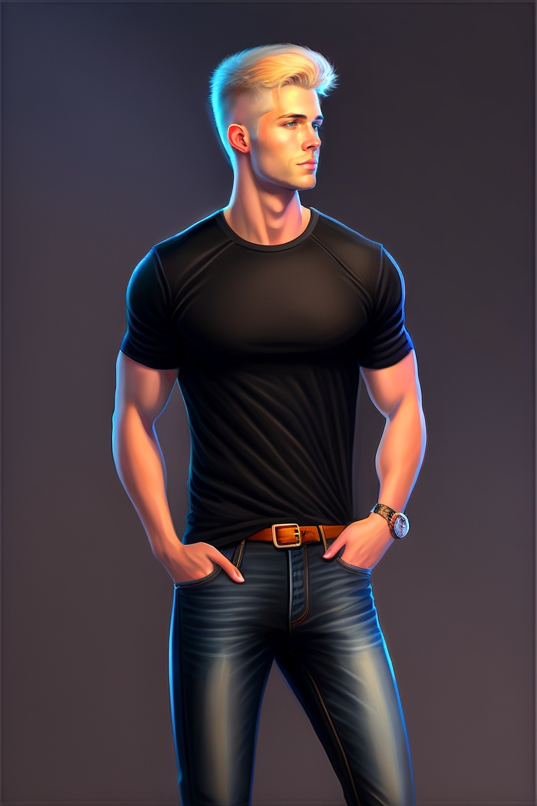 Lexica Young Man With Short Messy Blond Hair Gay Bl Digital Illustration Trending On 9612