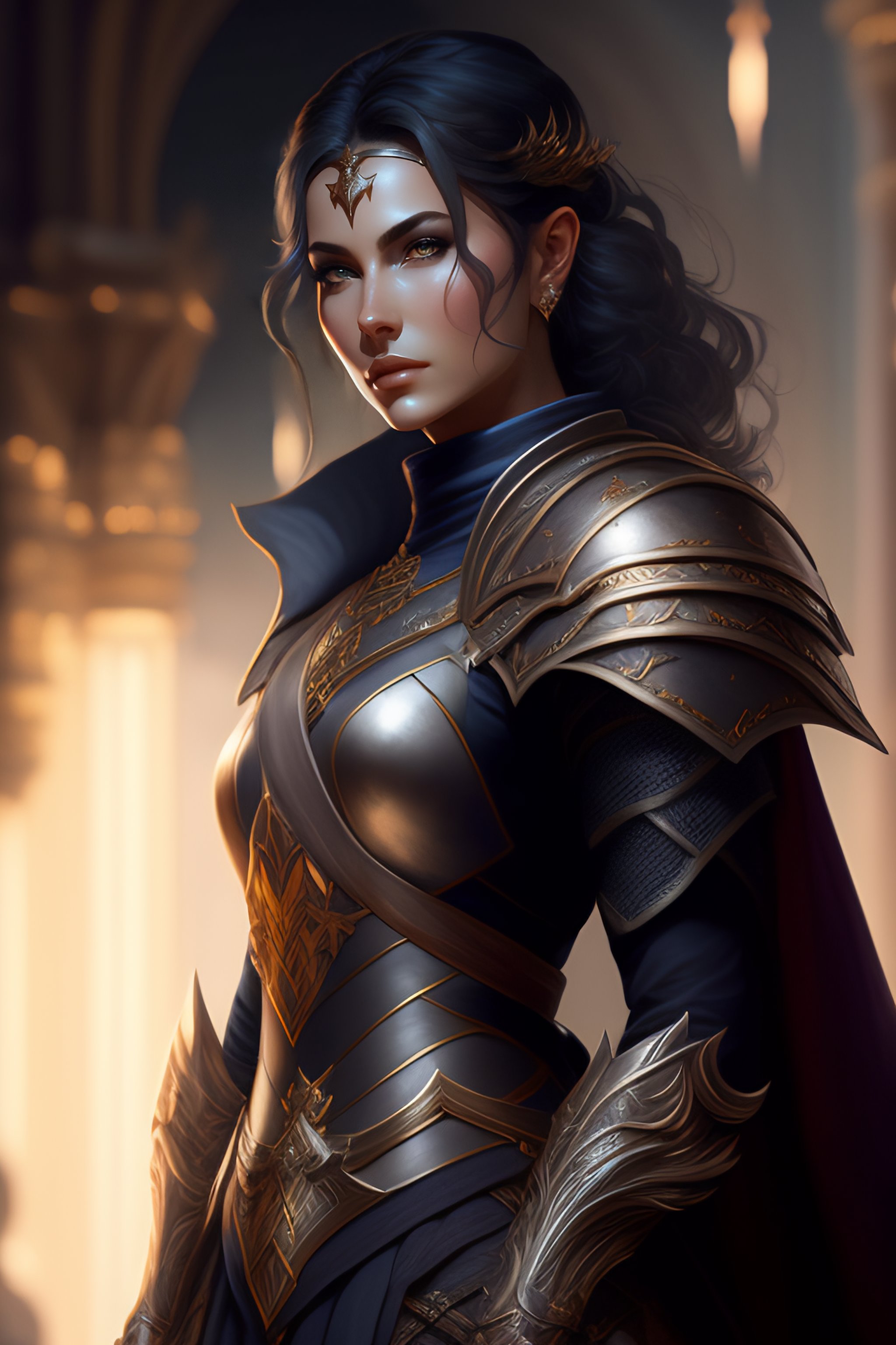 Lexica - Female paladin in center, dnd, fantasy, short gray hair ...