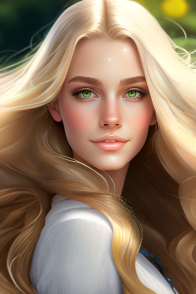 Lexica - High school girl with long blonde hair that falls down to her ...