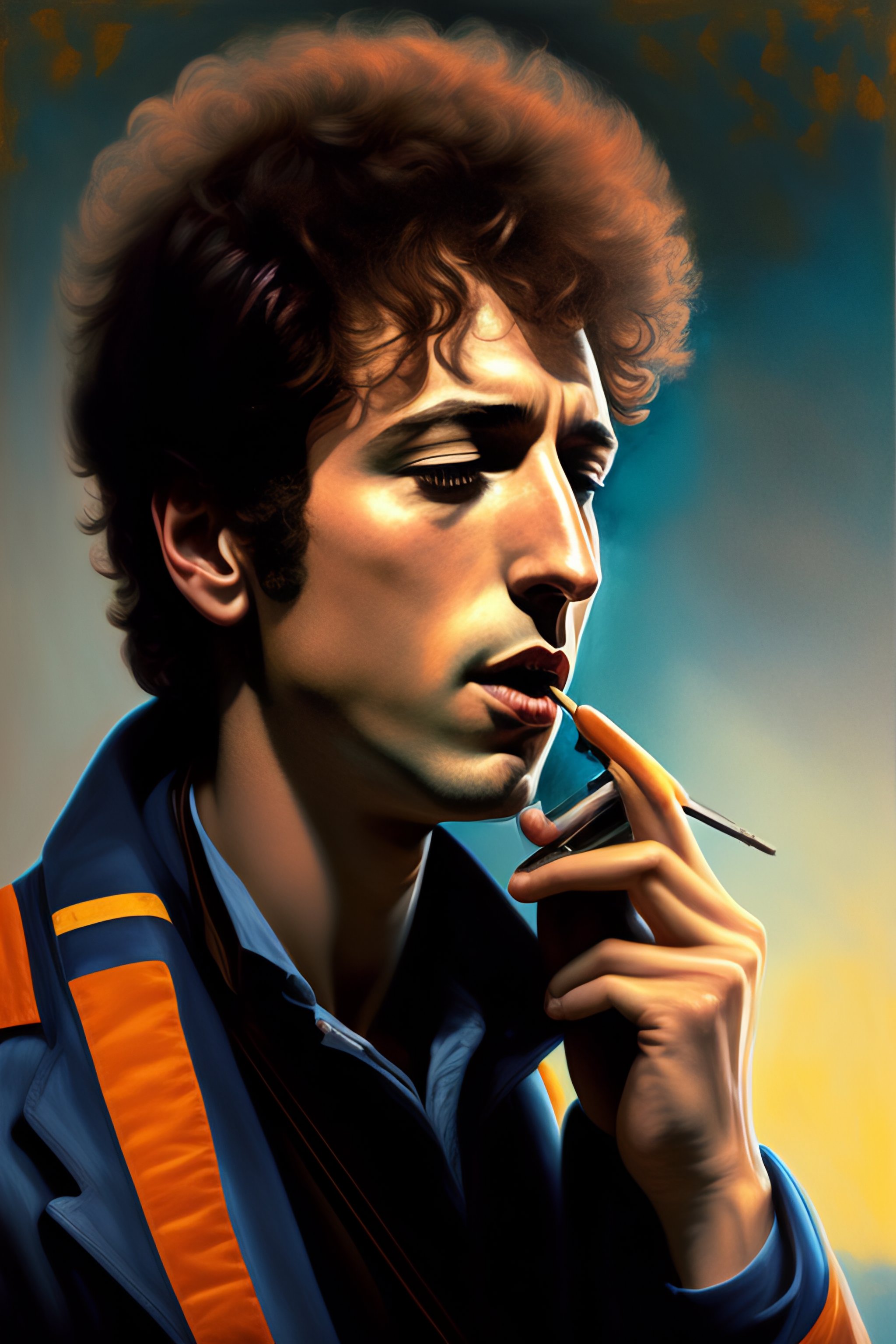 Lexica - Portrait of bob dylan playing harmonica