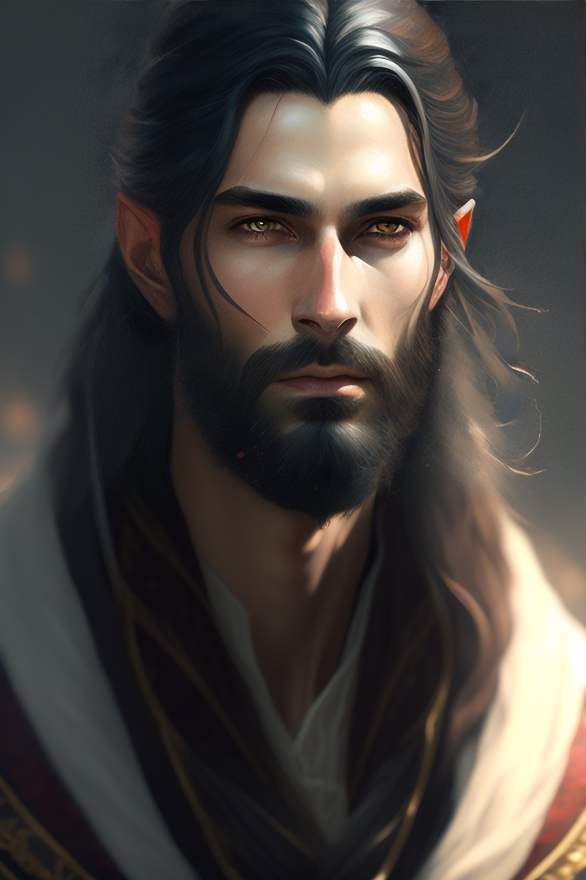 Lexica - Portrait of a skinny wizard with dark beard, fantasy, lord of ...