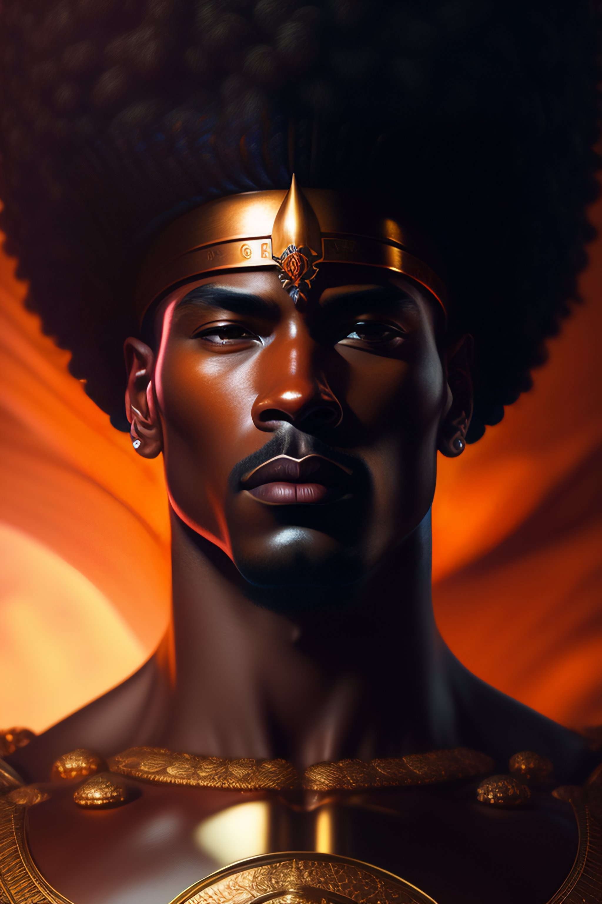 Lexica - Cinematic portrait of a god, only head and chest, exotic god ...