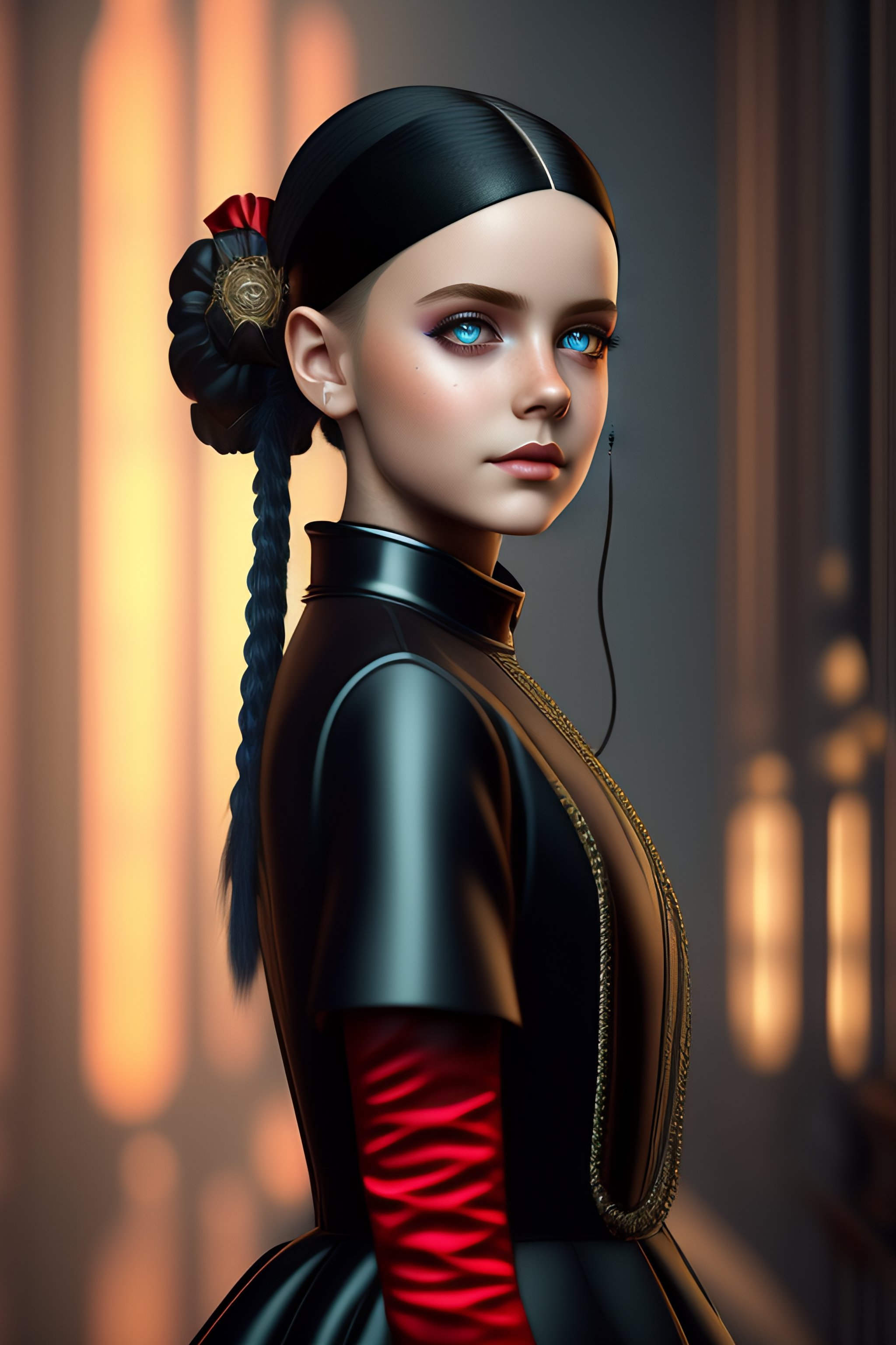 Lexica - Young Wednesday Addams stunning cyberpunk steampunk realistic ...