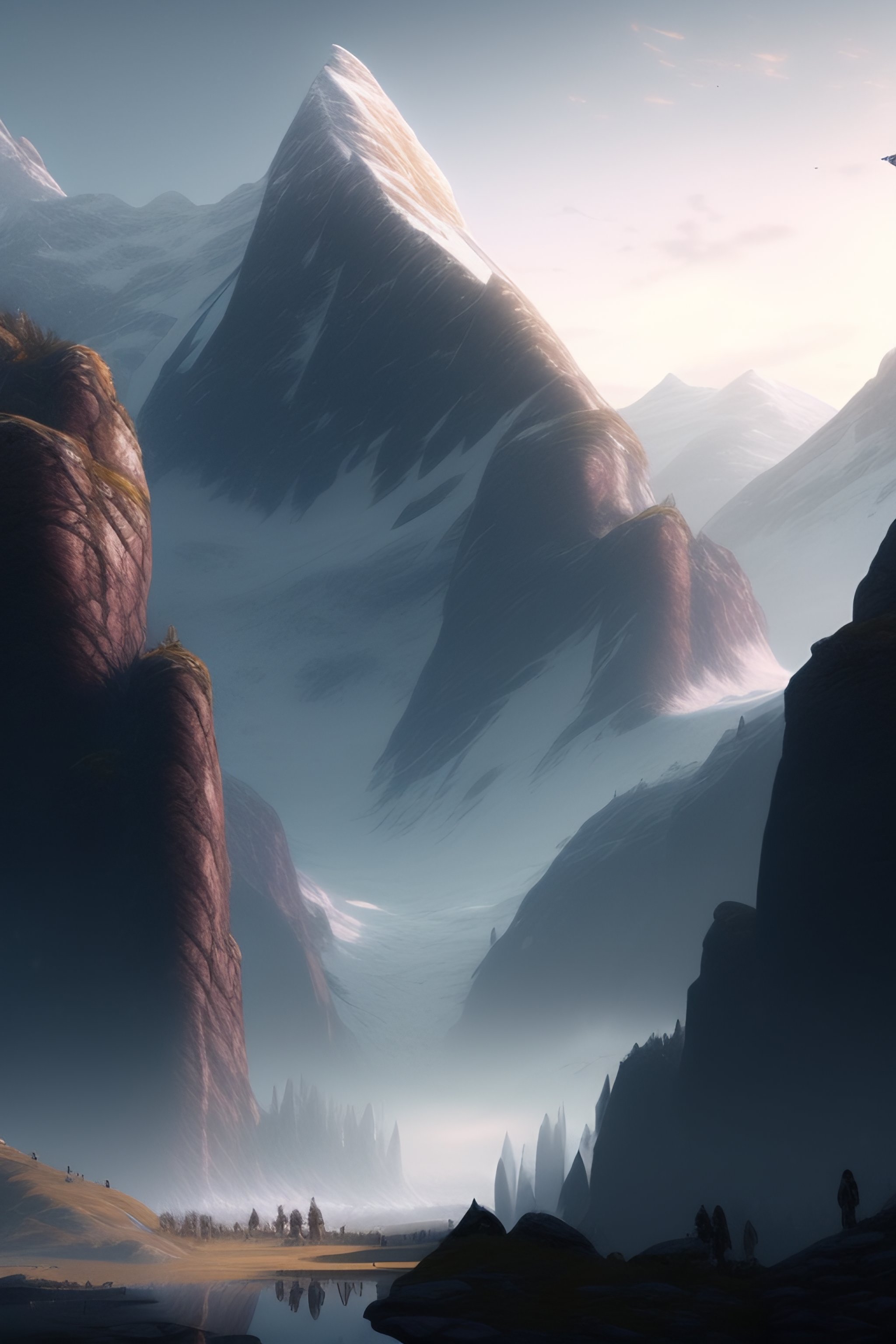 Lexica - An ancient giant looming over mountains, highly detailed ...