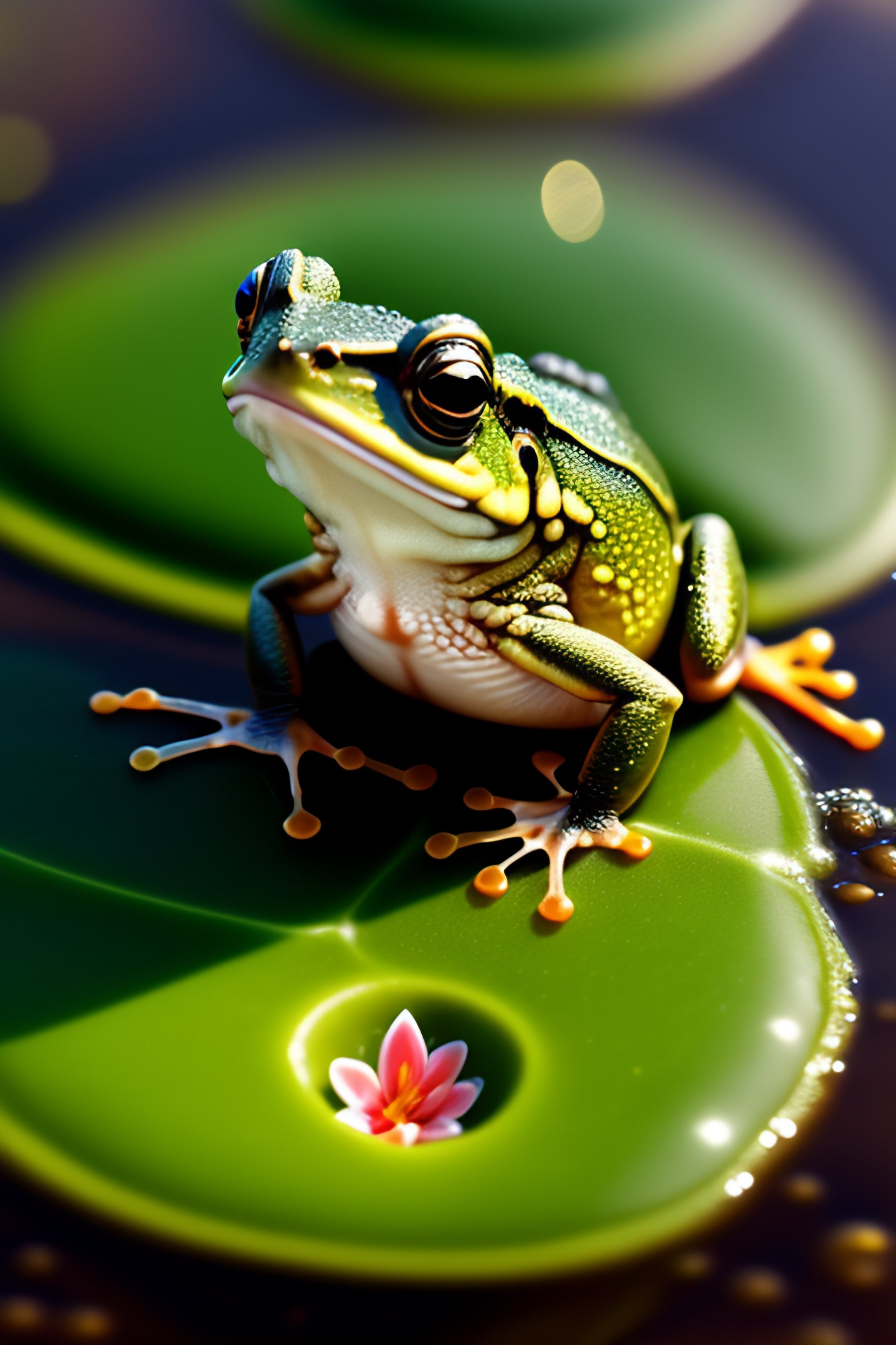 Lexica - A Frog Jumping From A Lilypad