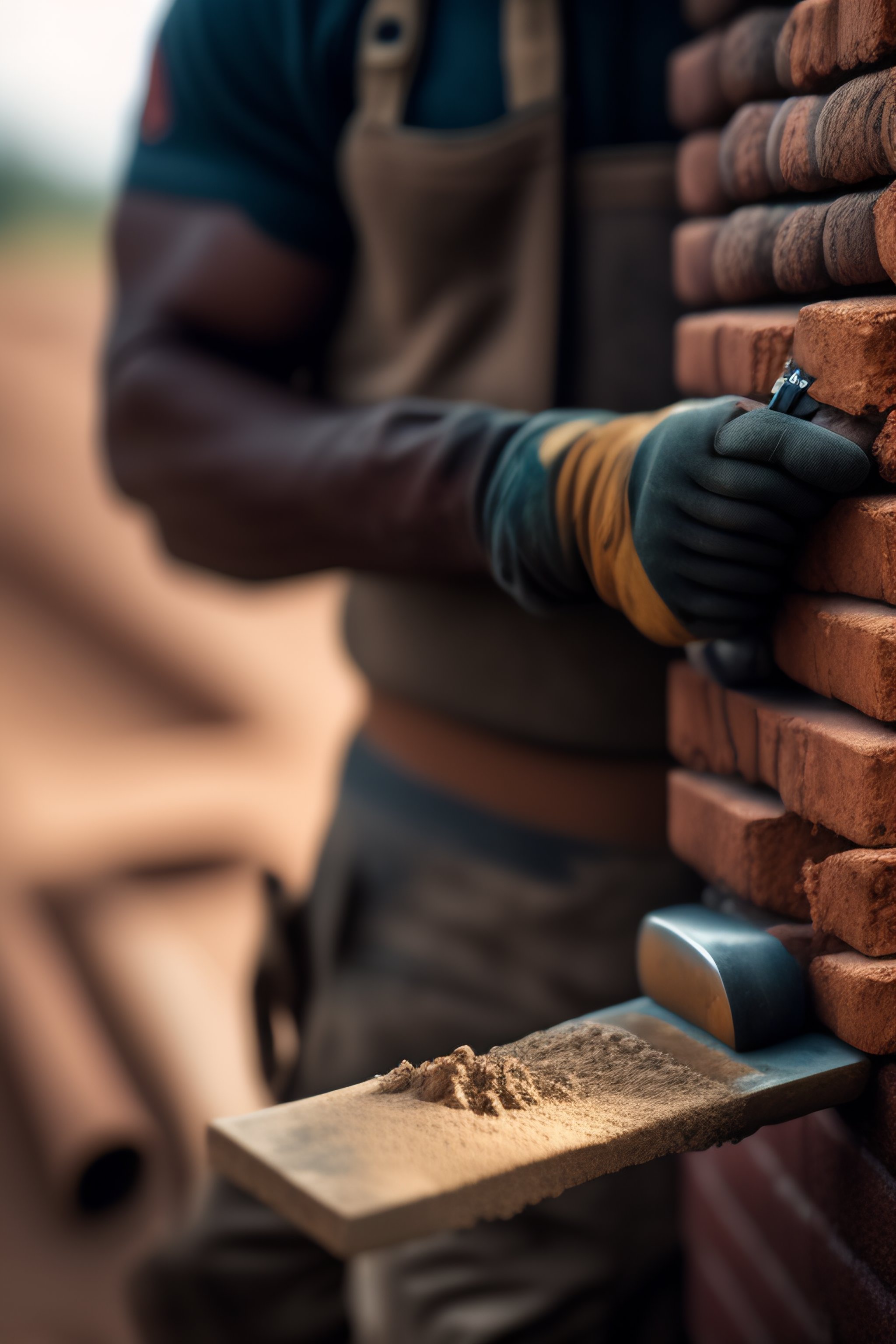 Lexica - Portrait of a bricklayer holding a trowel to build a wall ...