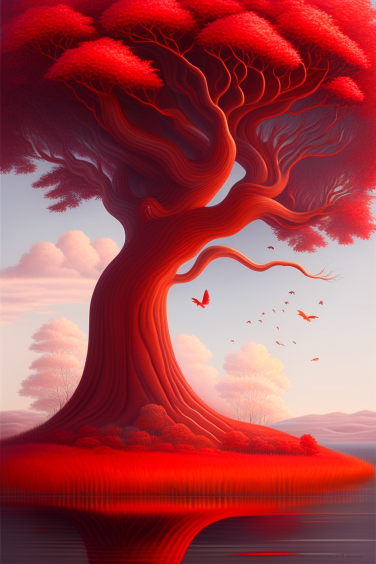 Lexica - Allure of the red tree. moebius style. detailed, grayscale