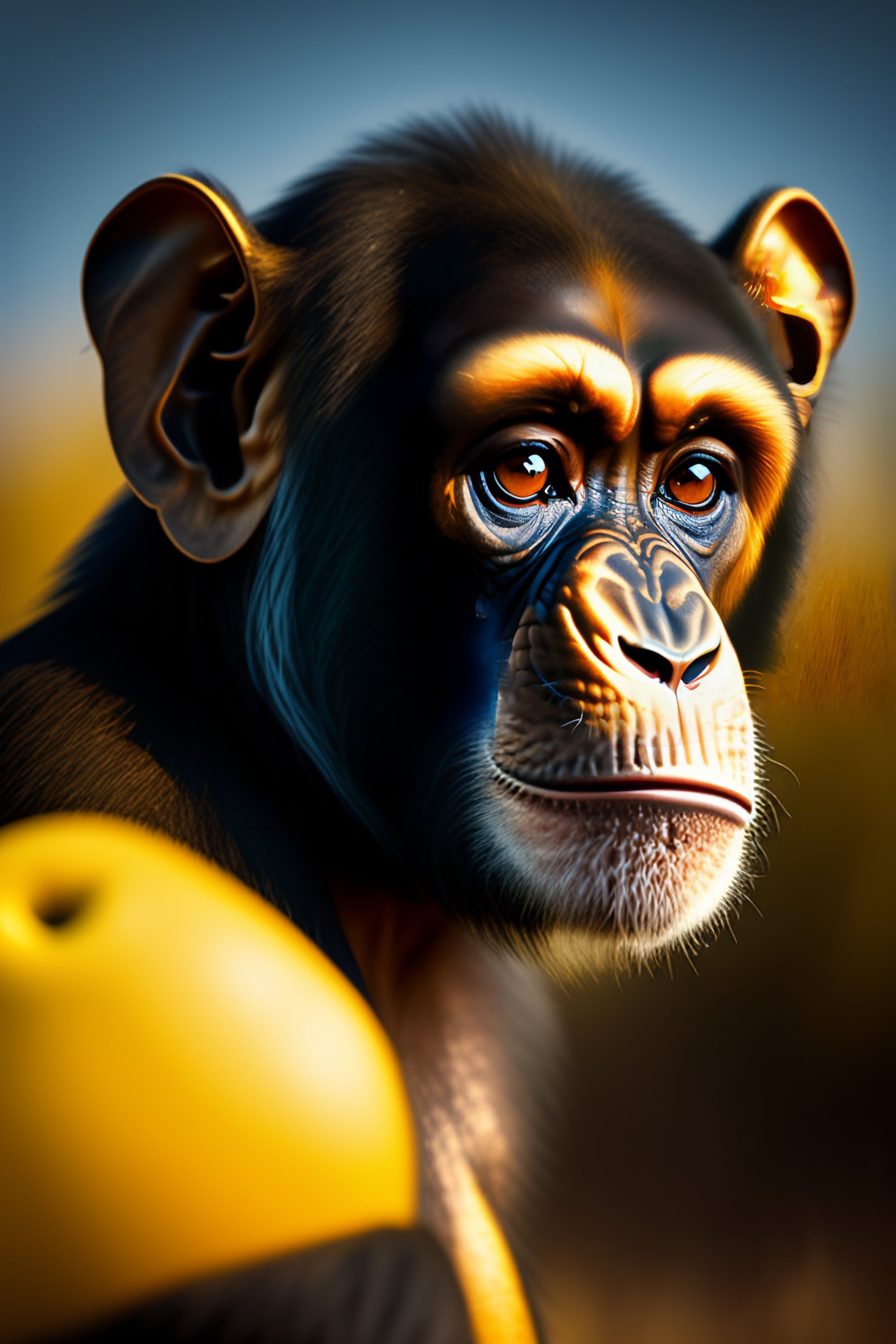 Lexica Chimpanzee, yellow eyes, boring face