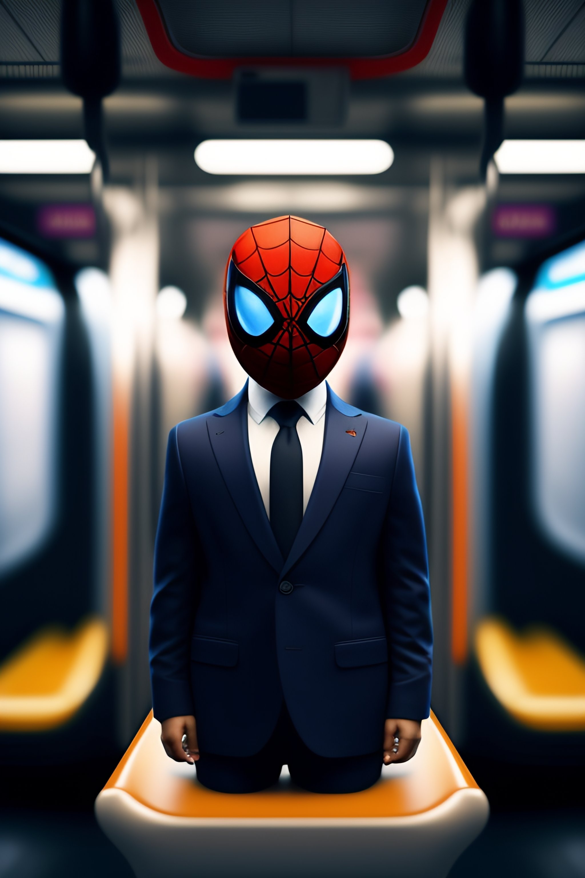 Lexica - Roblox Spiderman a business suit sitting in the London  Underground, wide angle shot