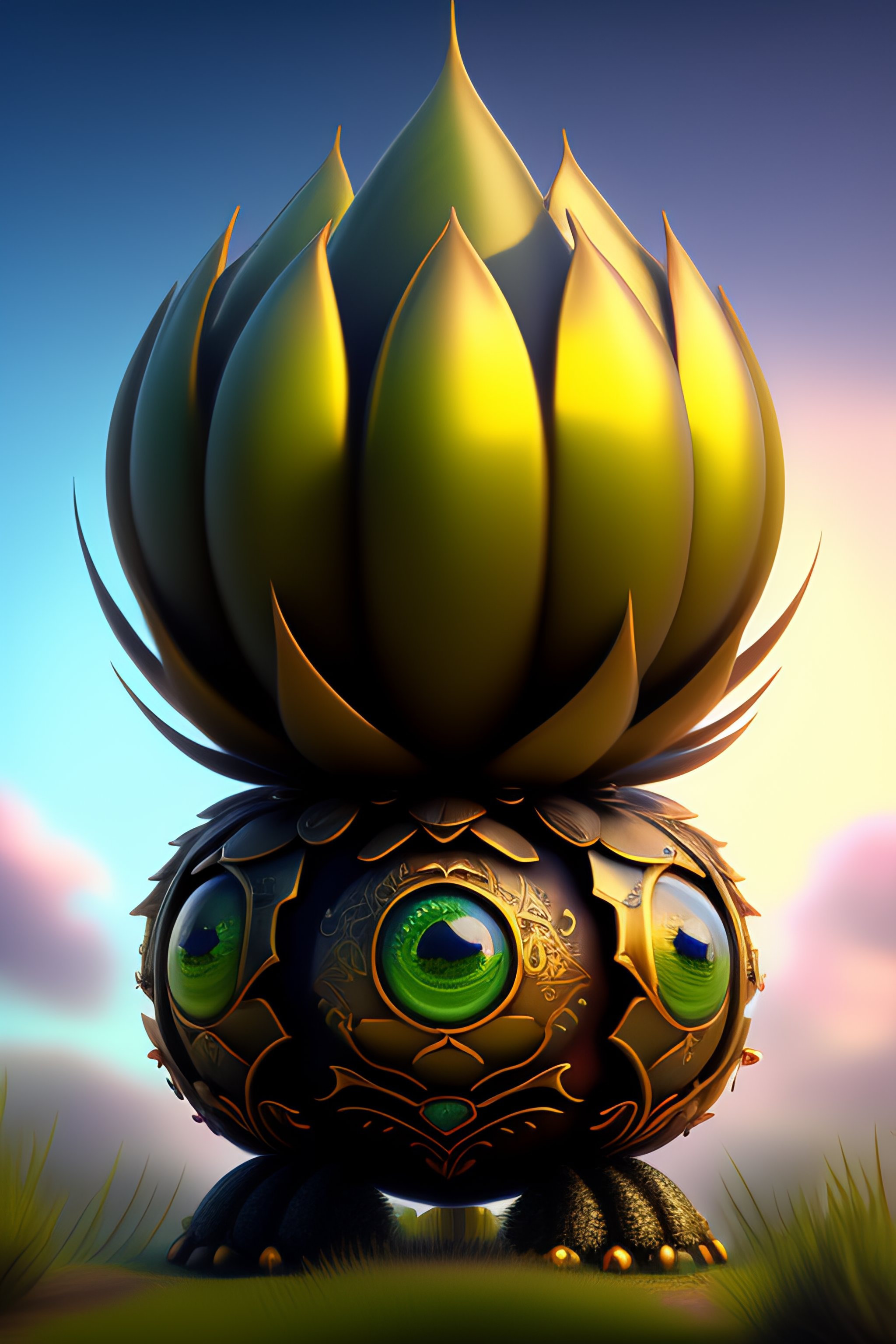 Lexica - A humanoid artichoke monster with large orb eyes, highly ...