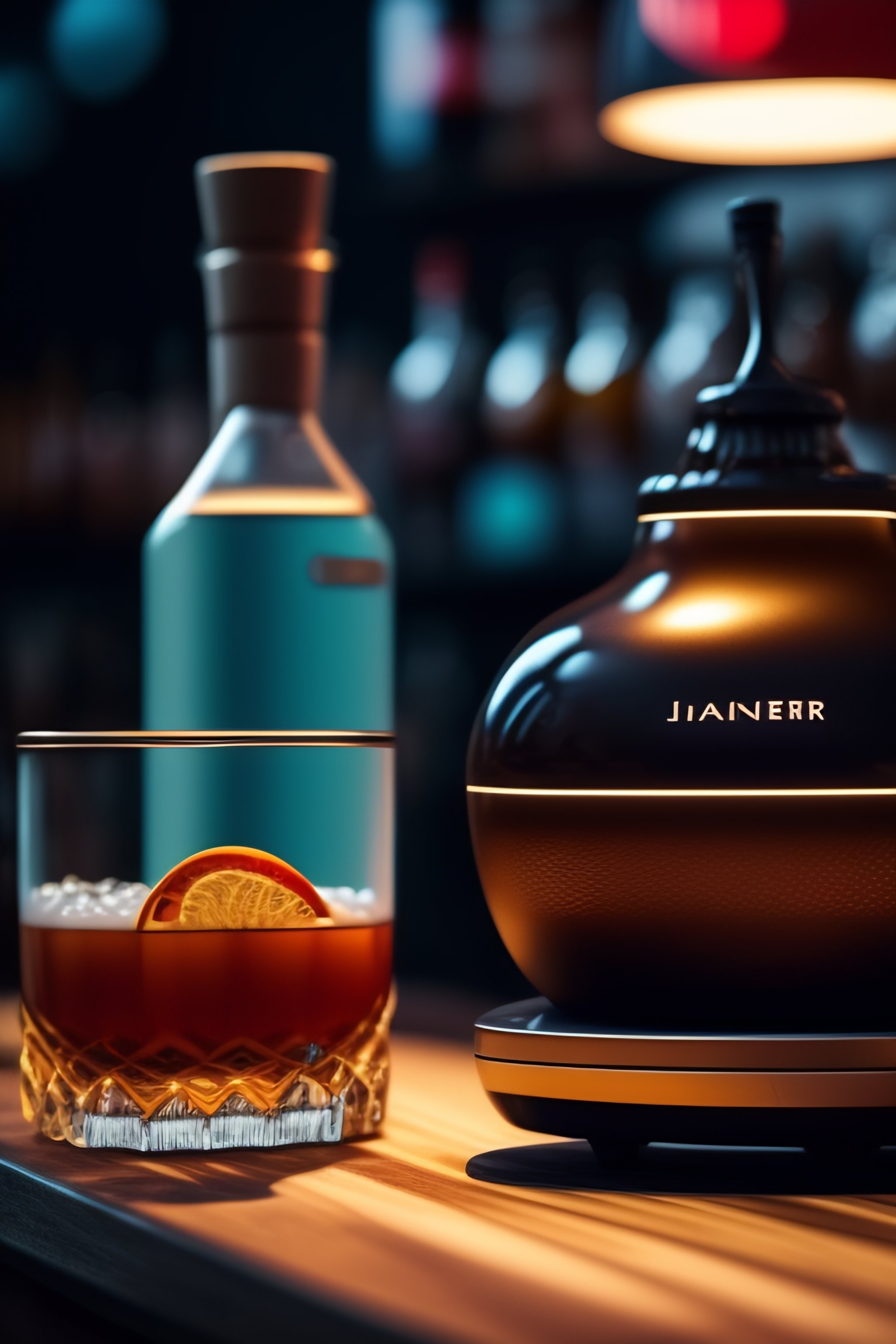 Lexica A smart bartender that has a touchscreen and that has bottles