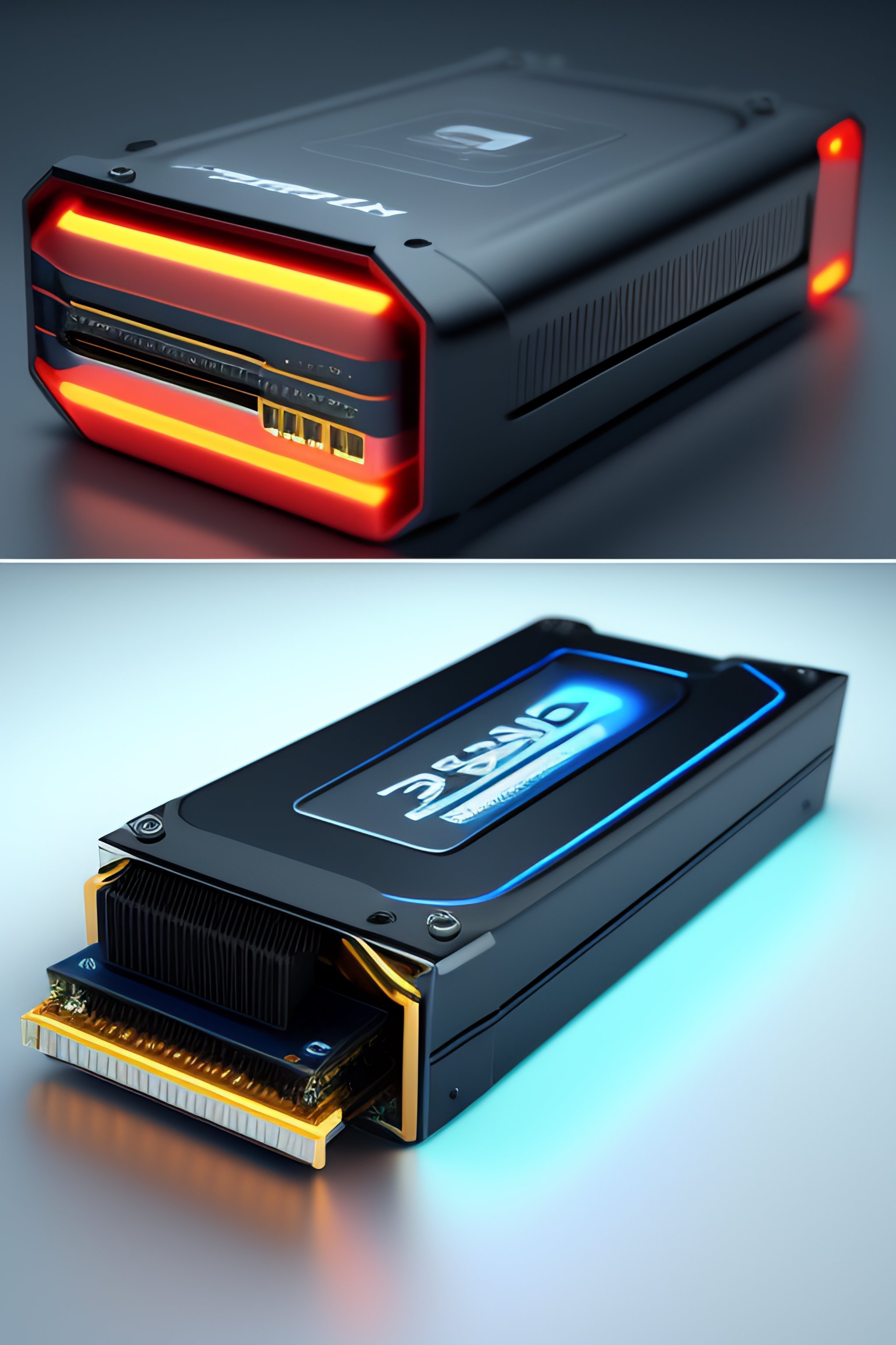 Lexica - Ssd harddrive implement in server, 3d realistic, add logo ...