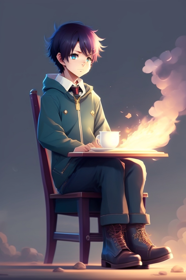 Lexica - The boy,failure,anime,avartar,sit on chair