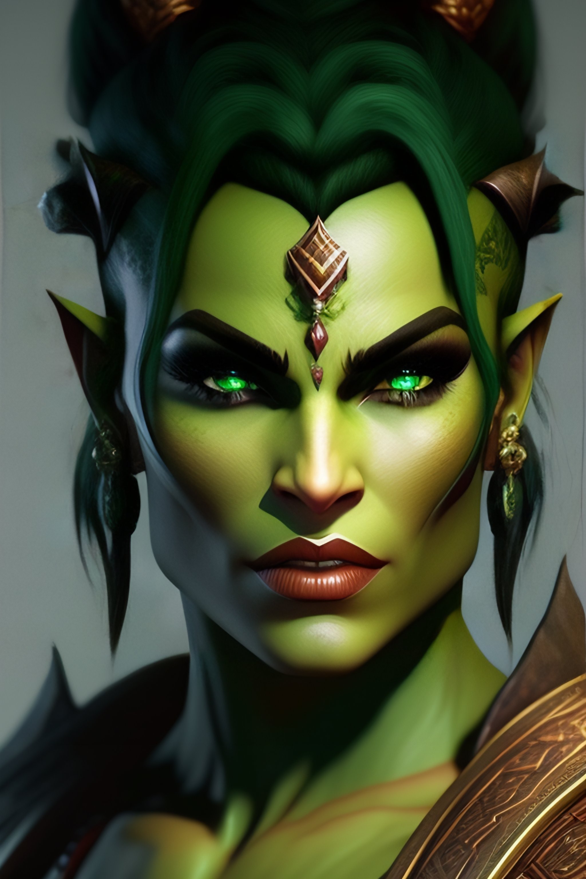 Lexica - Half orc, green eyes, no hair