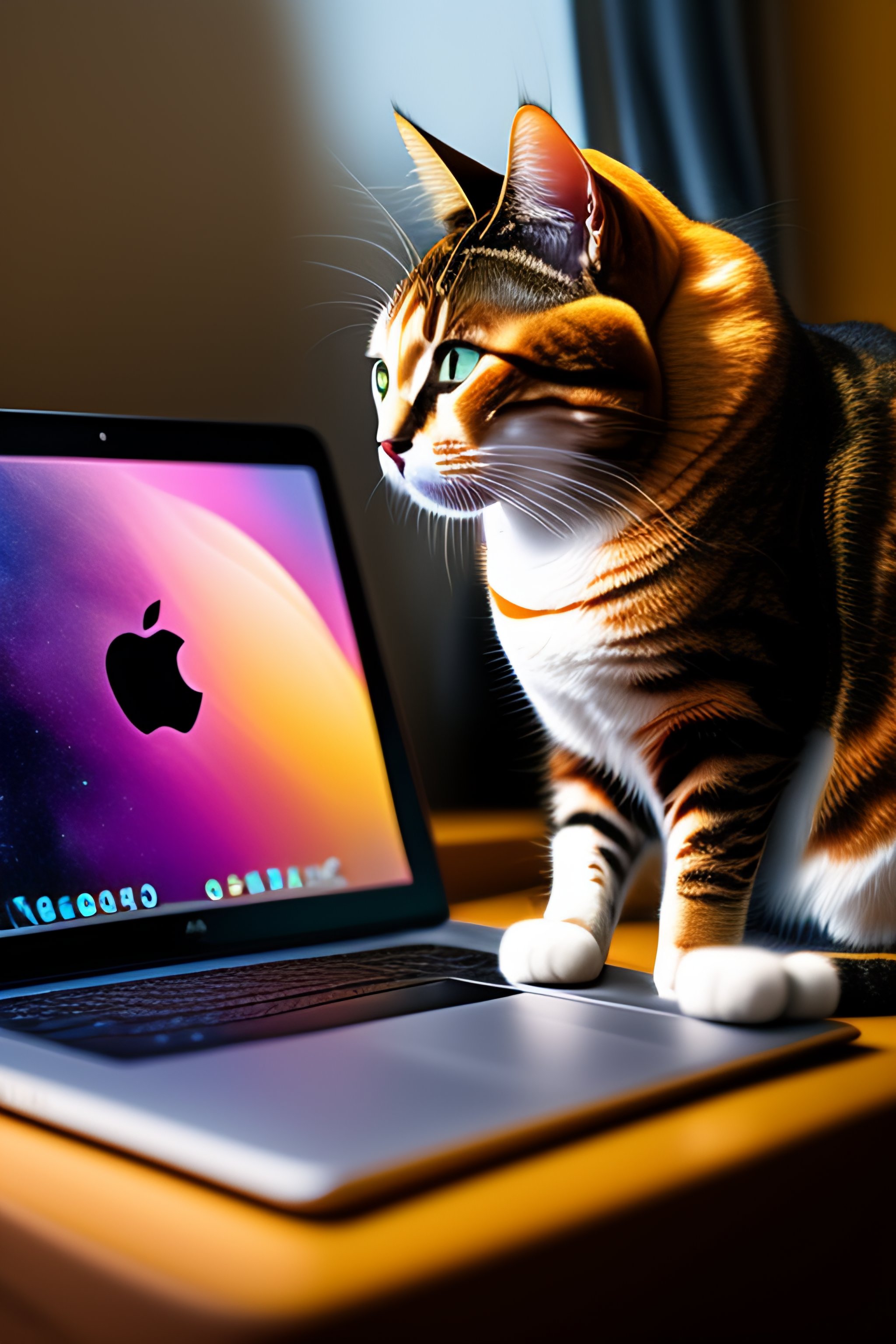 Lexica Cat with MacBook space