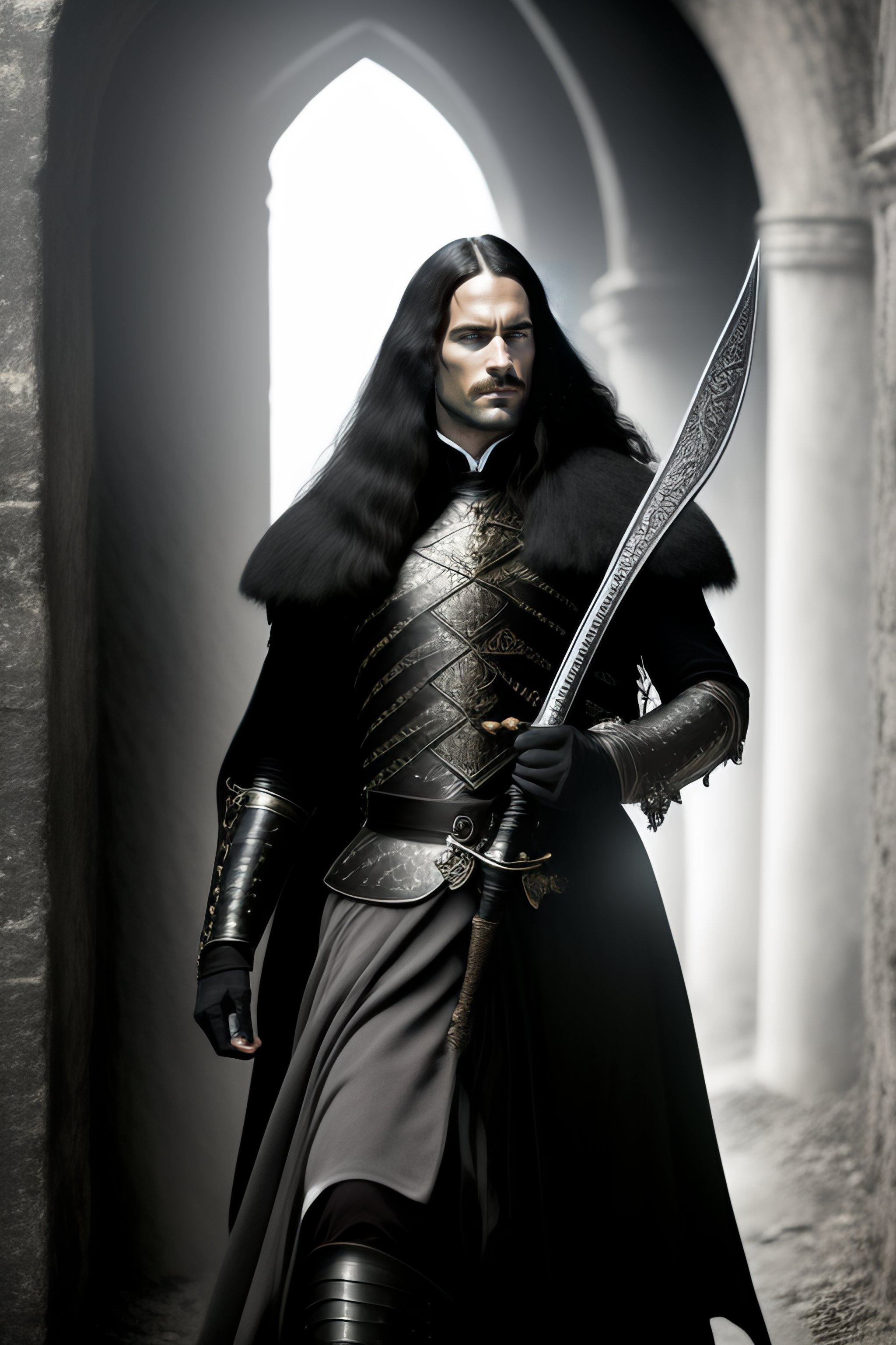 Lexica - Black anda white vintage. Victorian age. A Man with long hair ...