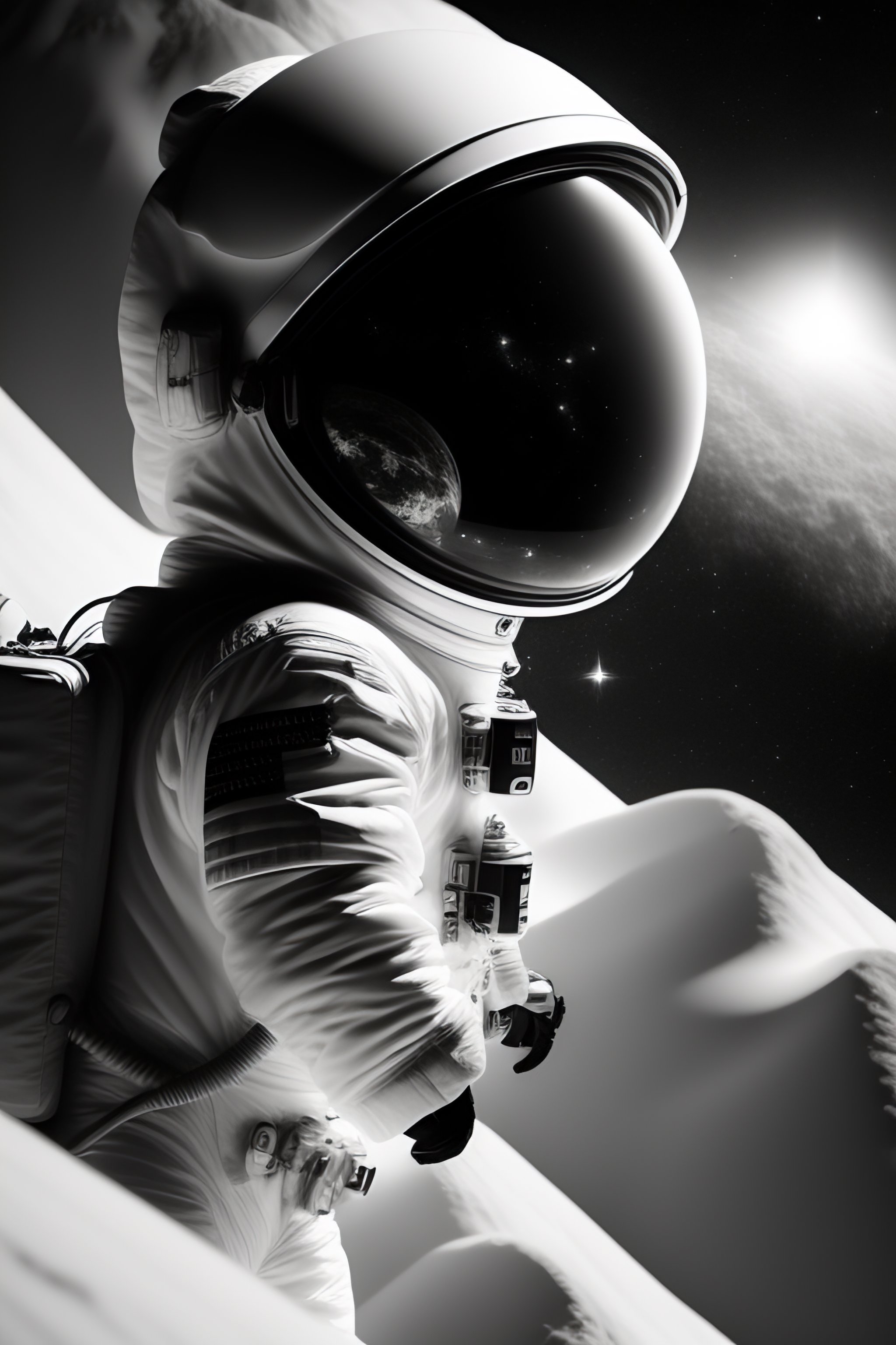 Lexica - A black and white drawing of an astronaut, an ambient ...