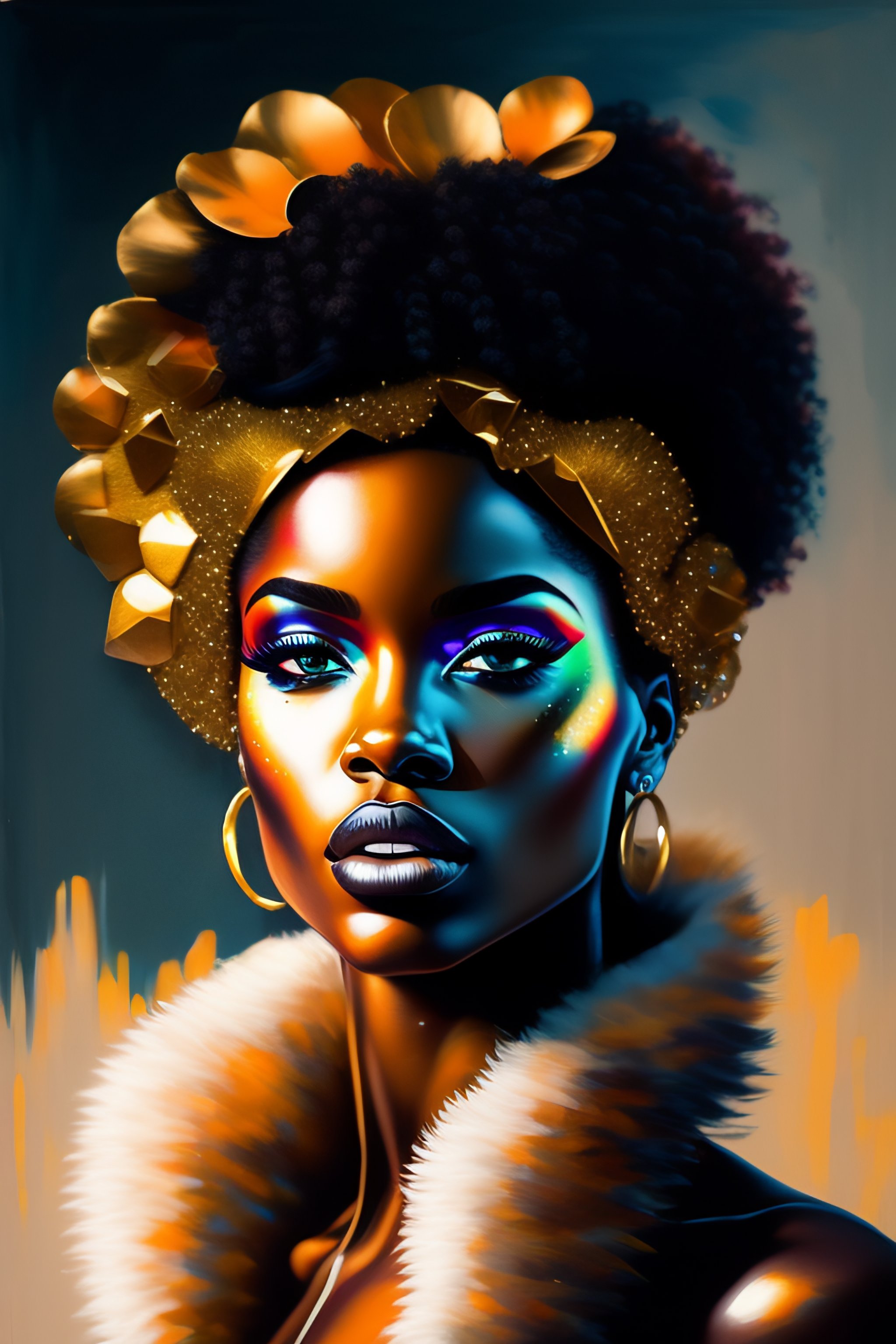 Lexica - Abstract Painting of Beautiful African American Model made of ...