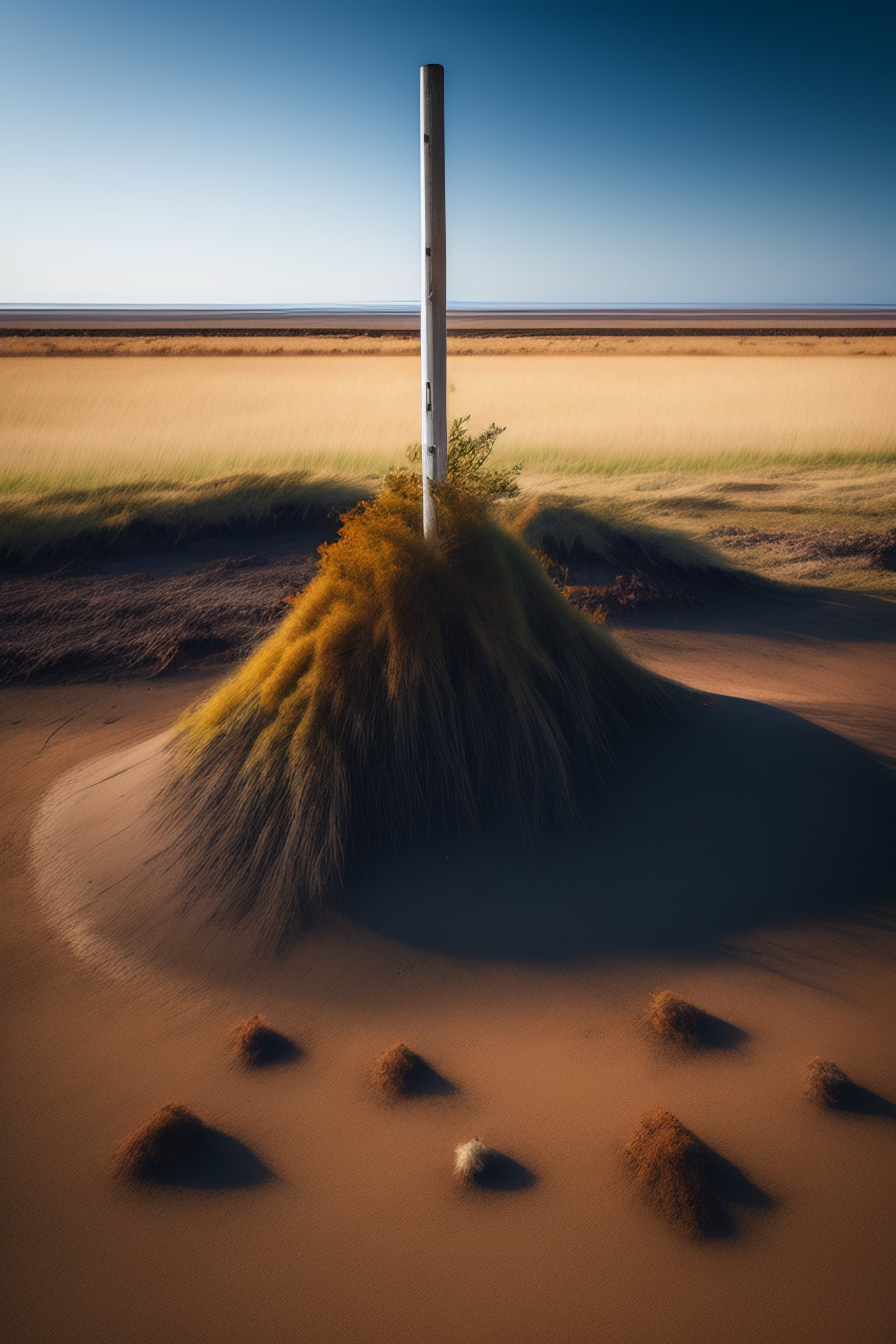 Lexica - Drained ground with a single dead tree and signage