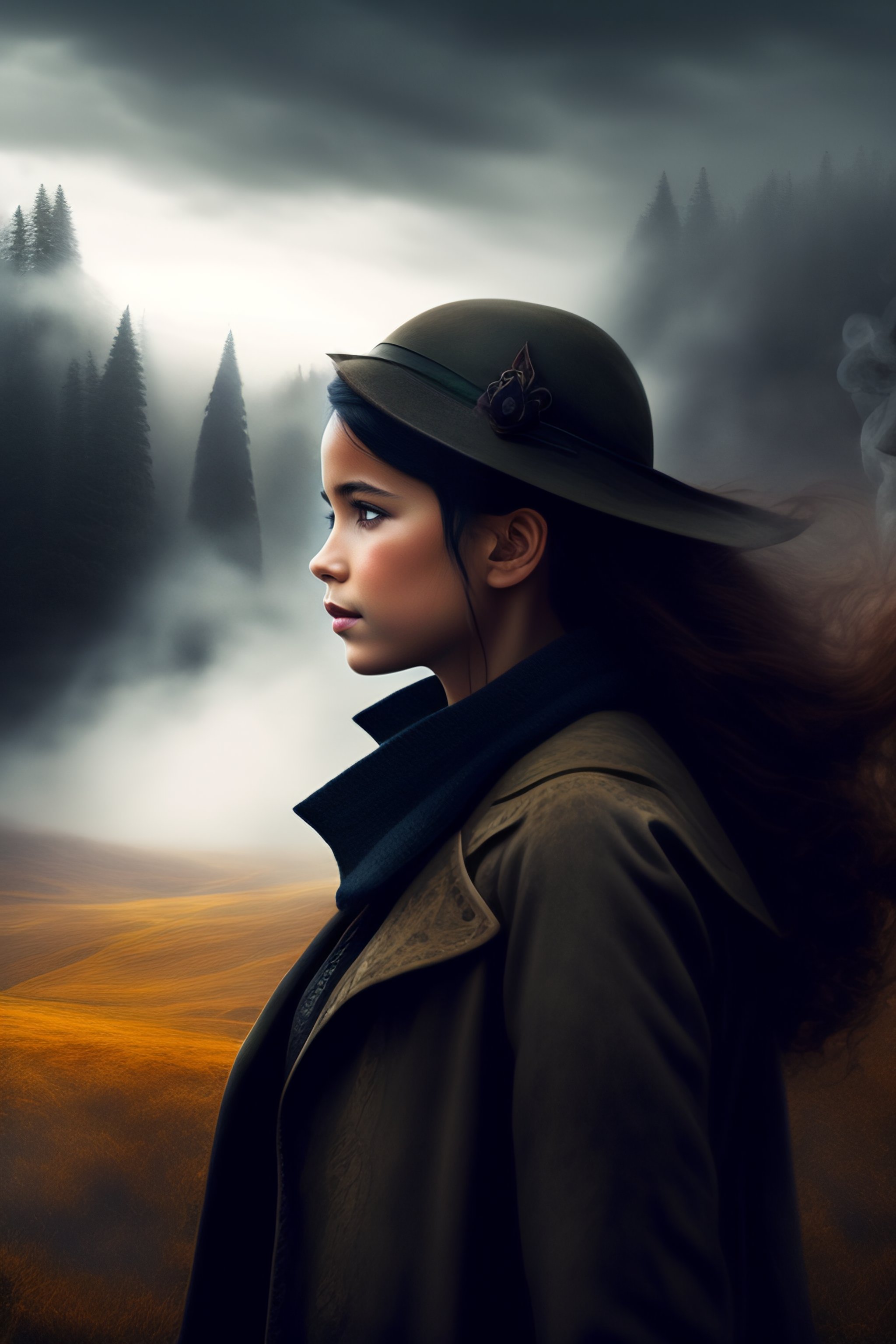 Lexica - The girl is a hunter, a dark fantasy atmosphere, a dark forest ...
