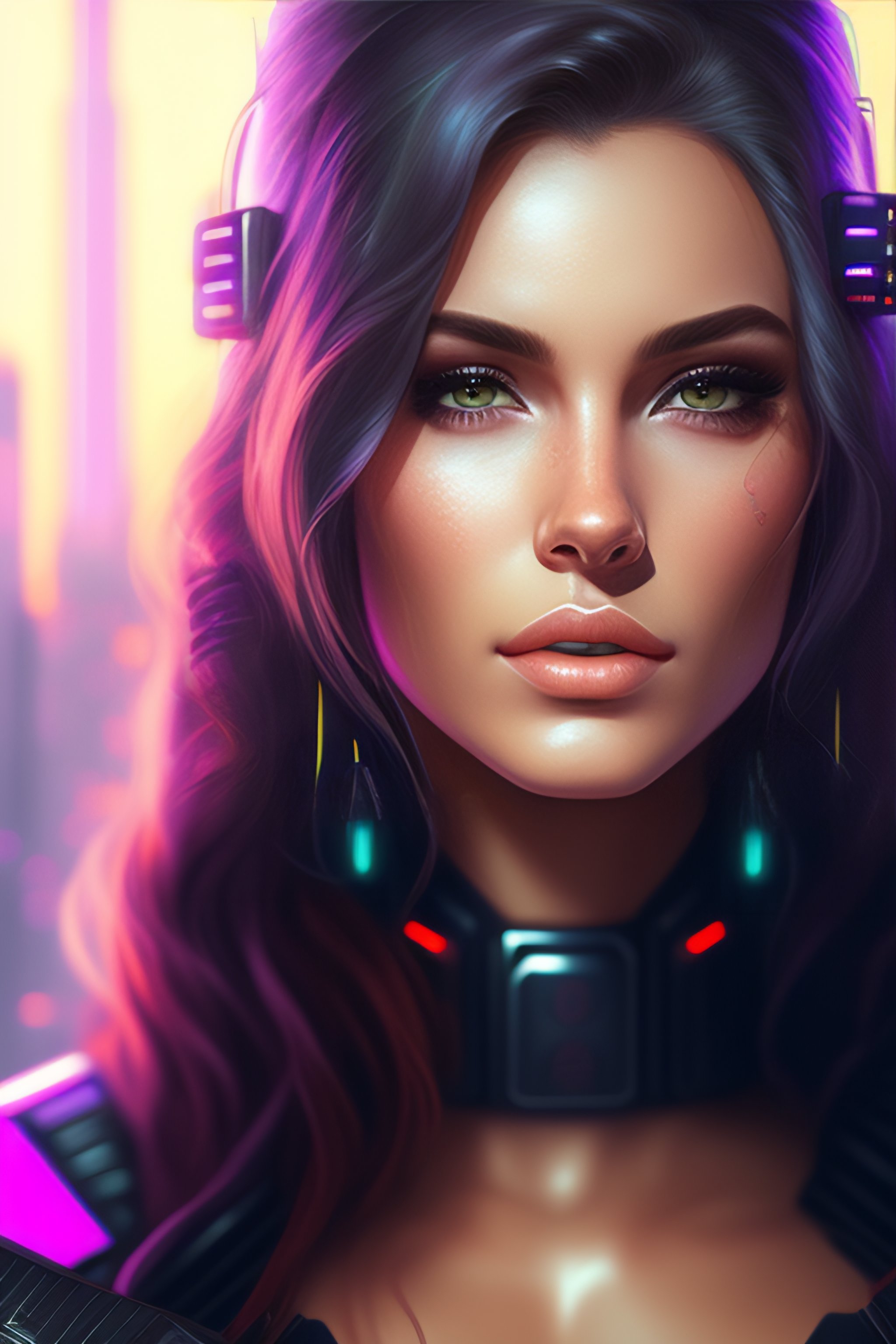 Premium Photo  A fictional portrait of a scifi cyberpunk girl