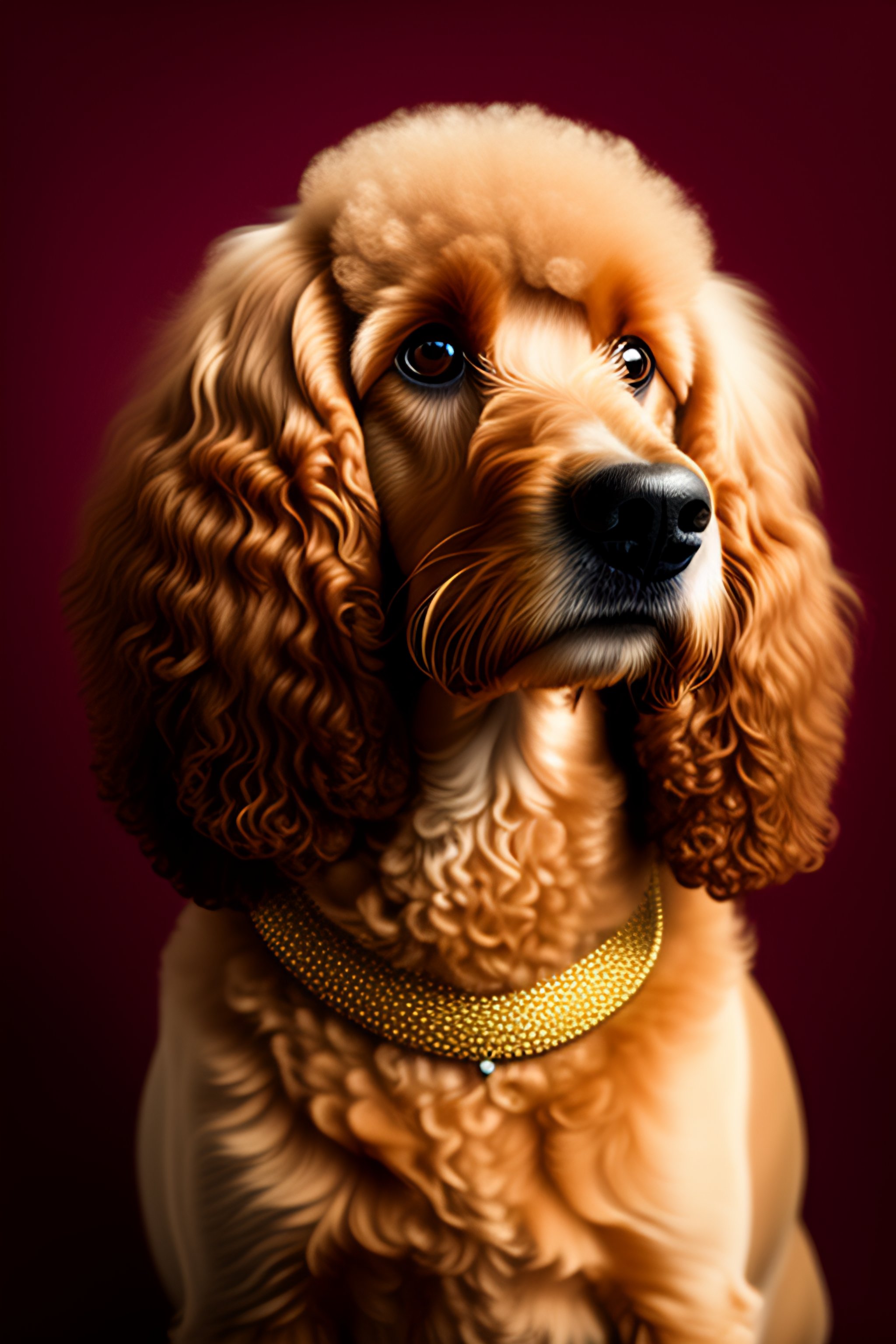 Lexica - Portrait of golden cockapoo dog with more poodle curls