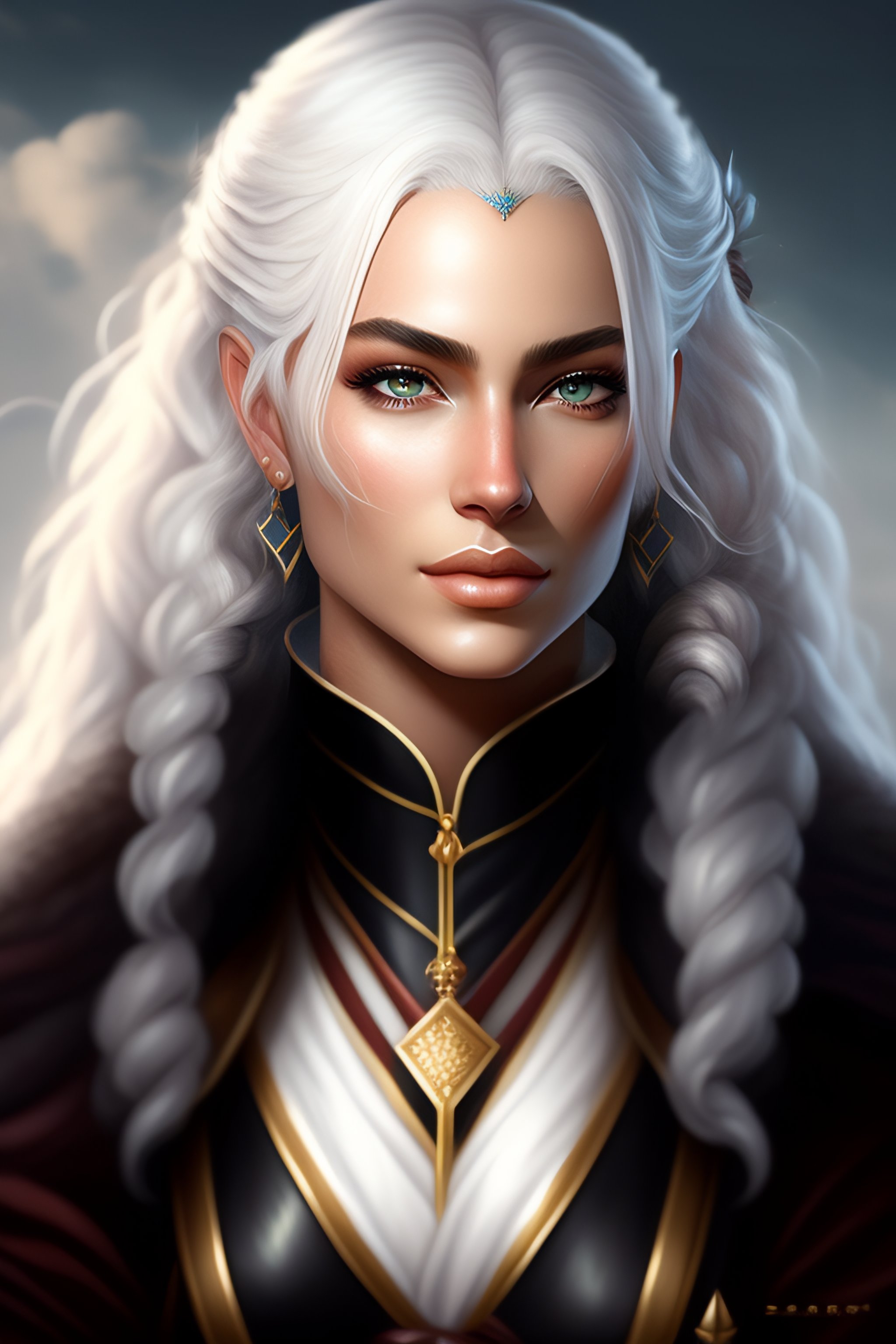 Lexica - Woman white hair, medieval, archer,art 4k anime realism ...