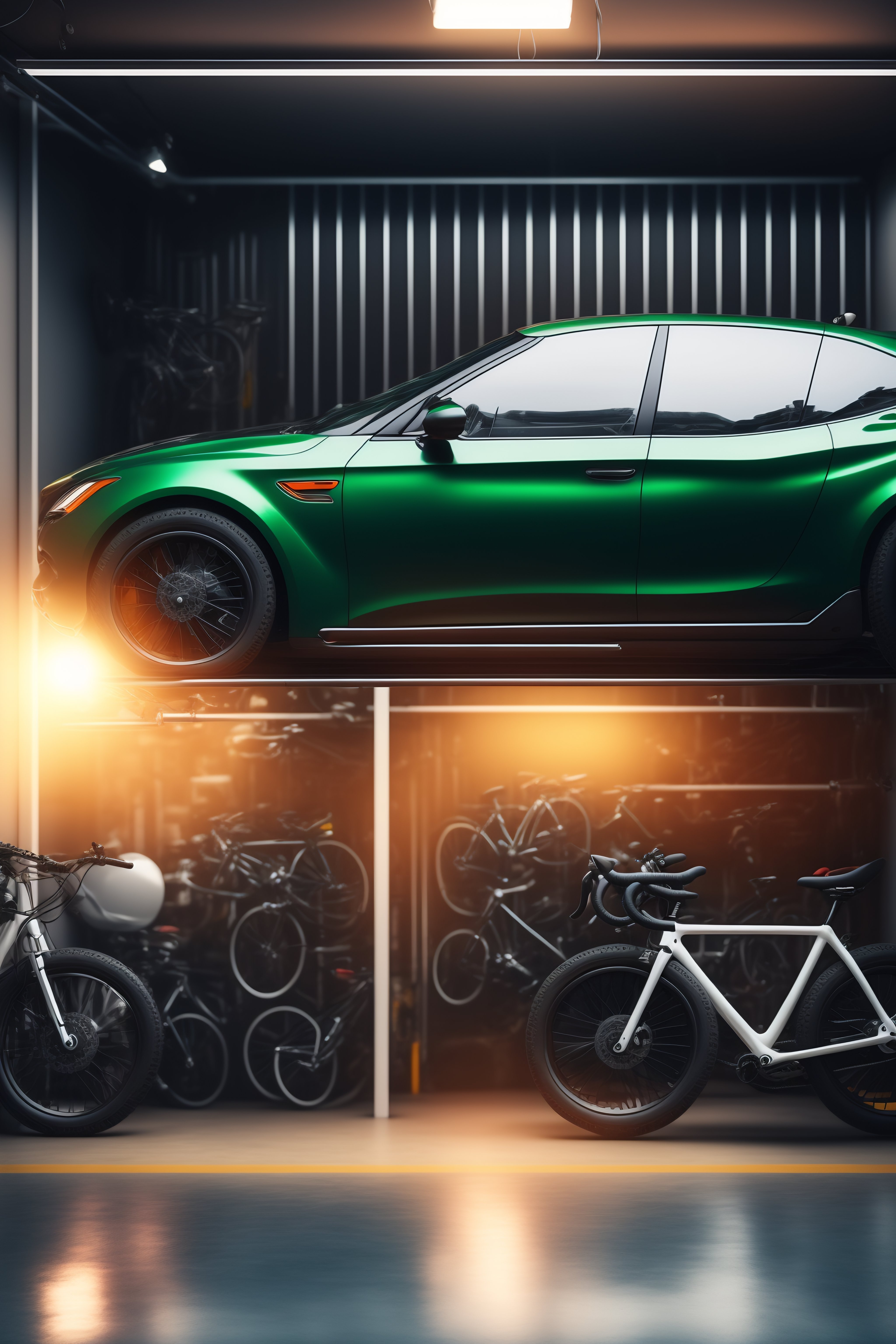 Lexica - Hosting servers in a garage with bikes, car,