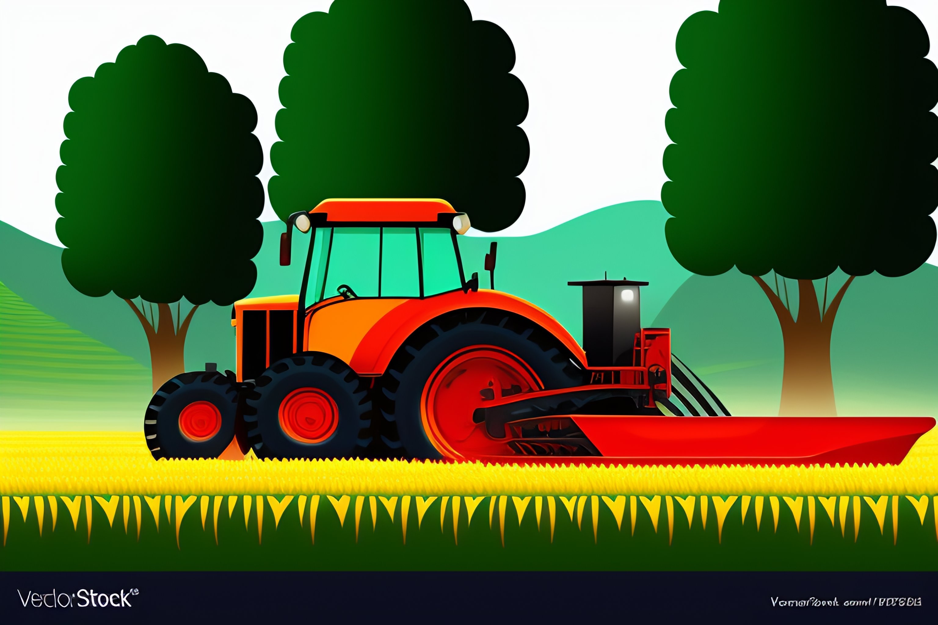 Lexica - Vector image of a farmer in the field plowing