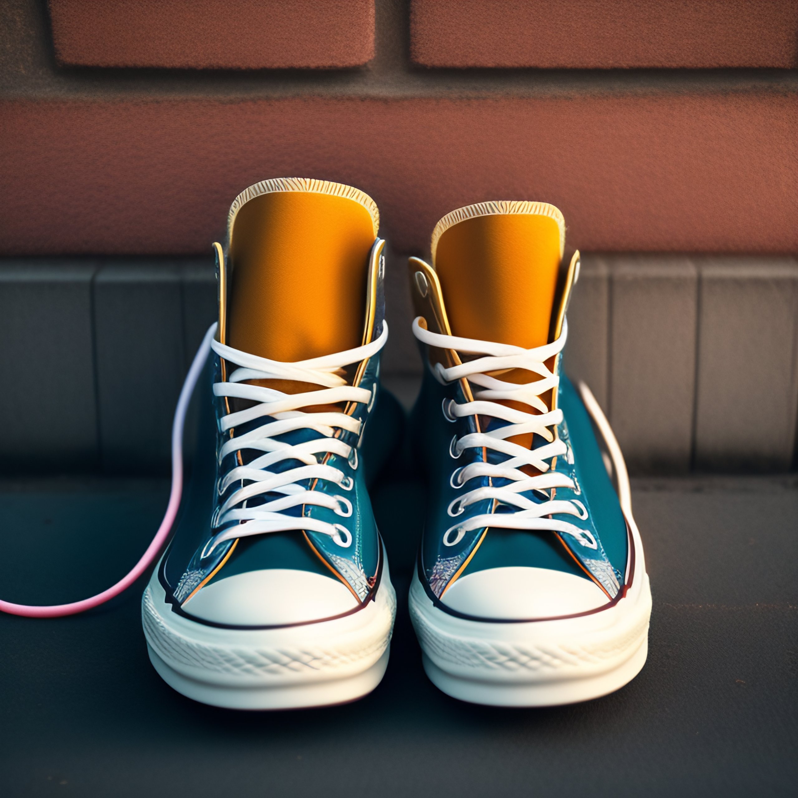 Lexica Portrait of a pair of converse all star sneakers hanging by the shoelaces from