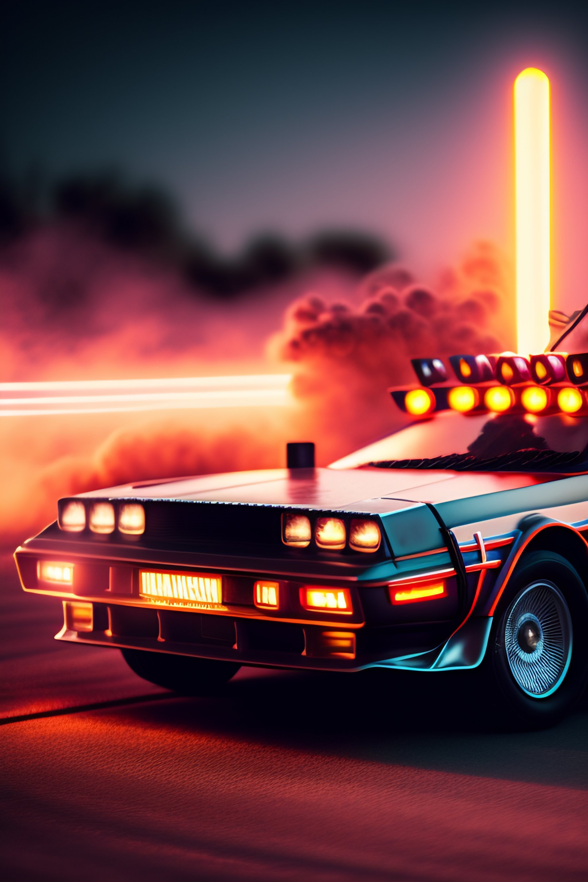 Lexica - Action photography of a violent destruction derby of delorean ...