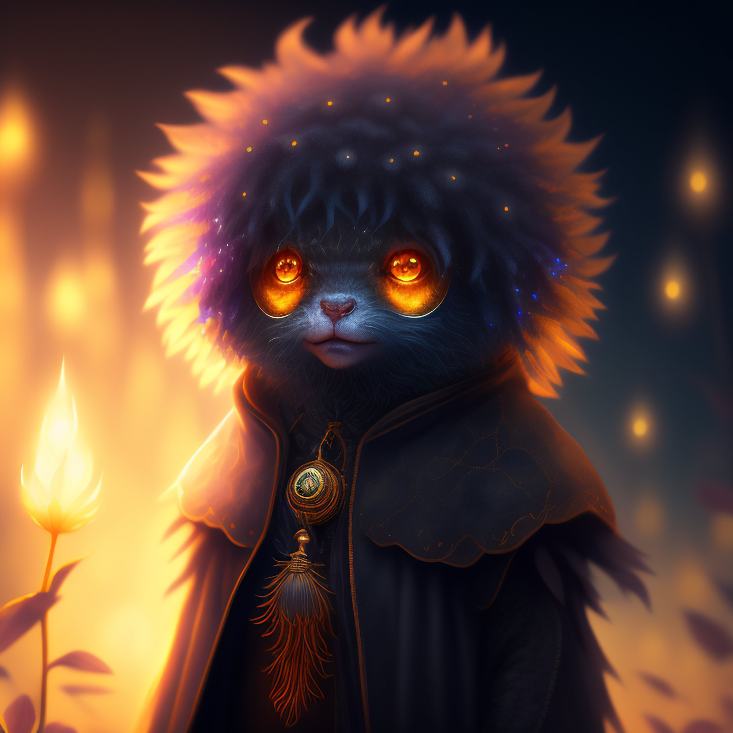 Lexica - A humanoid figure dandelion monster with large glowing eyes ...