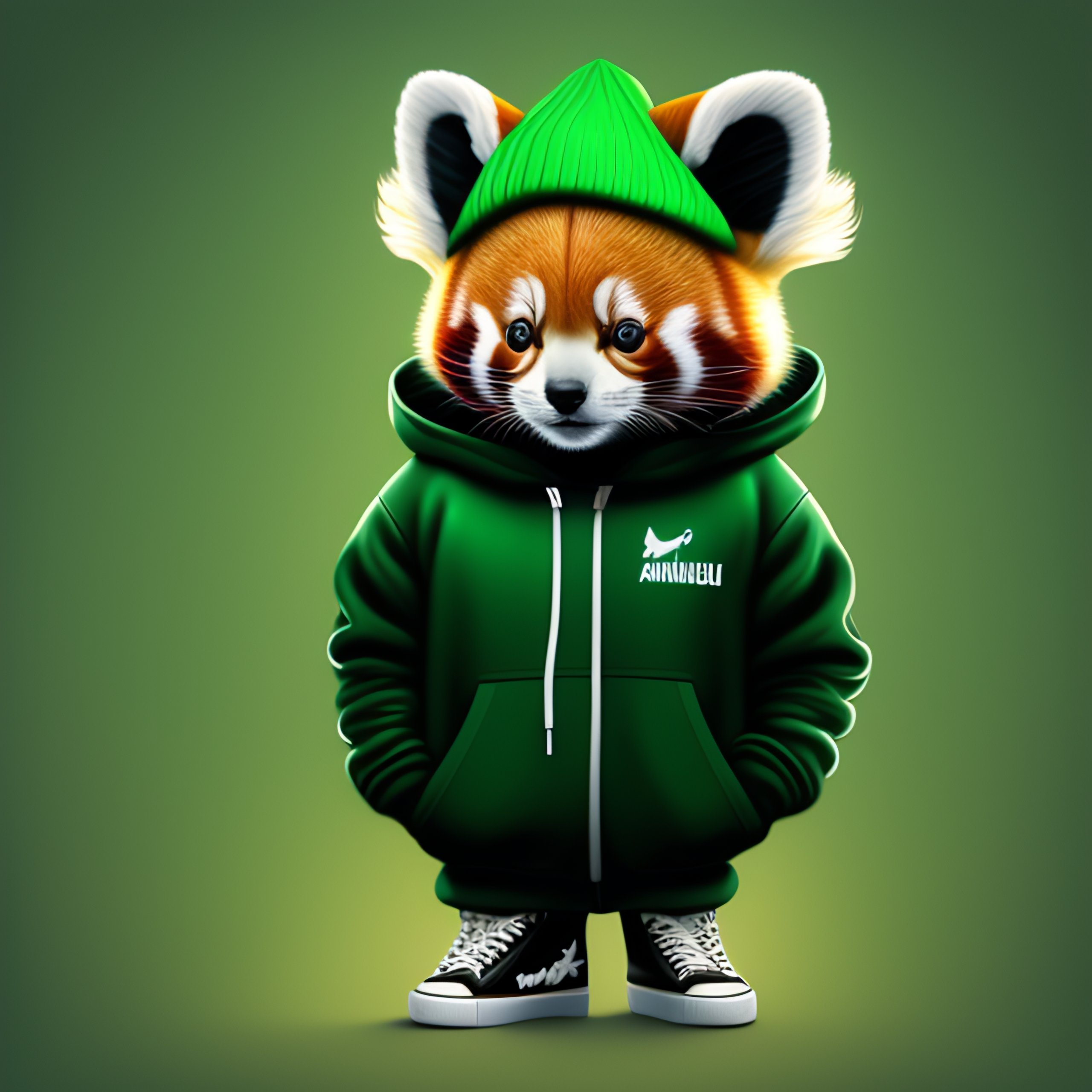 Lexica Cute small humanoid cat red panda, wearing airforce clothes,wearing sneakers, wearing a