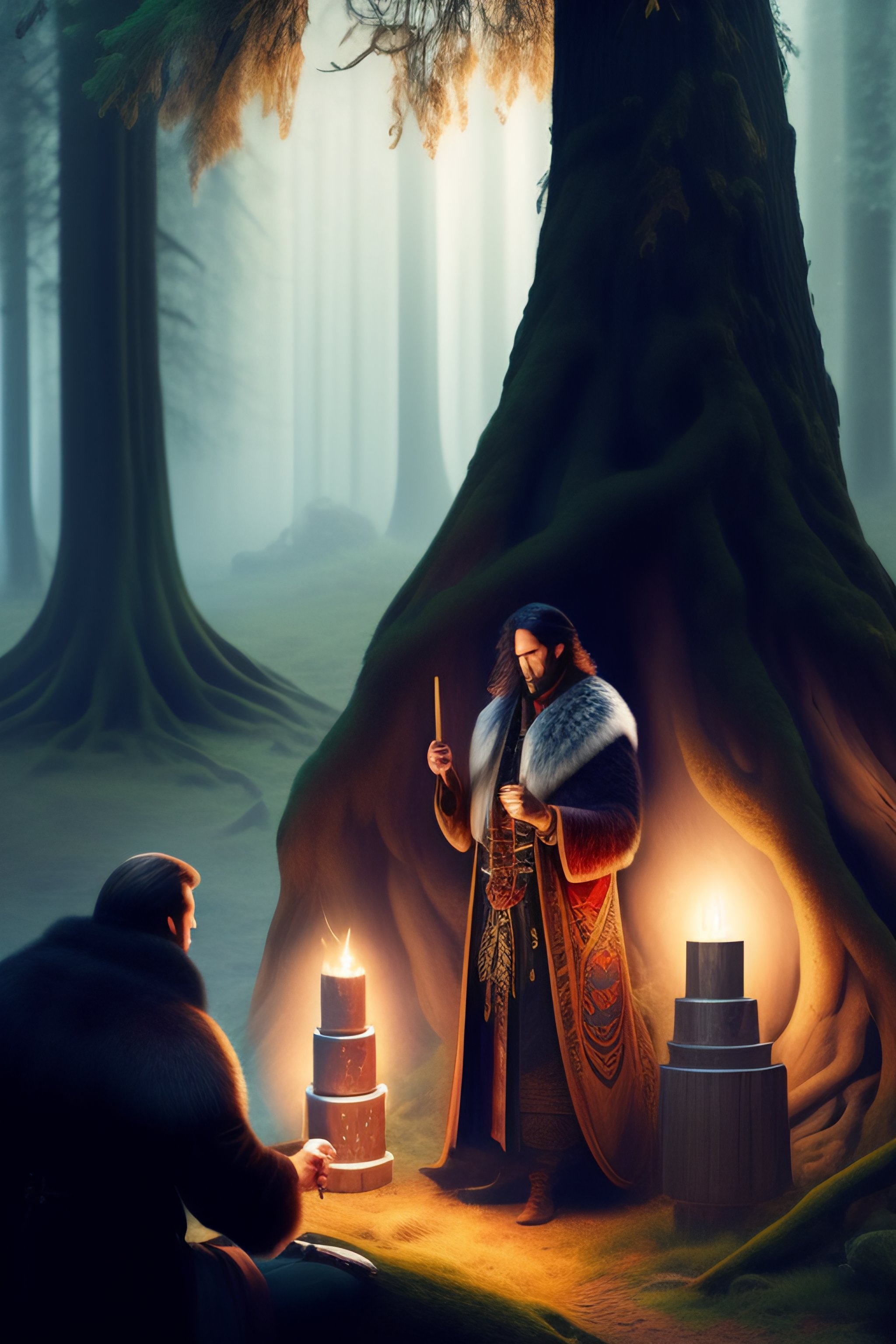 Lexica - A man in fancy tribal furs and leather performing druidic ...
